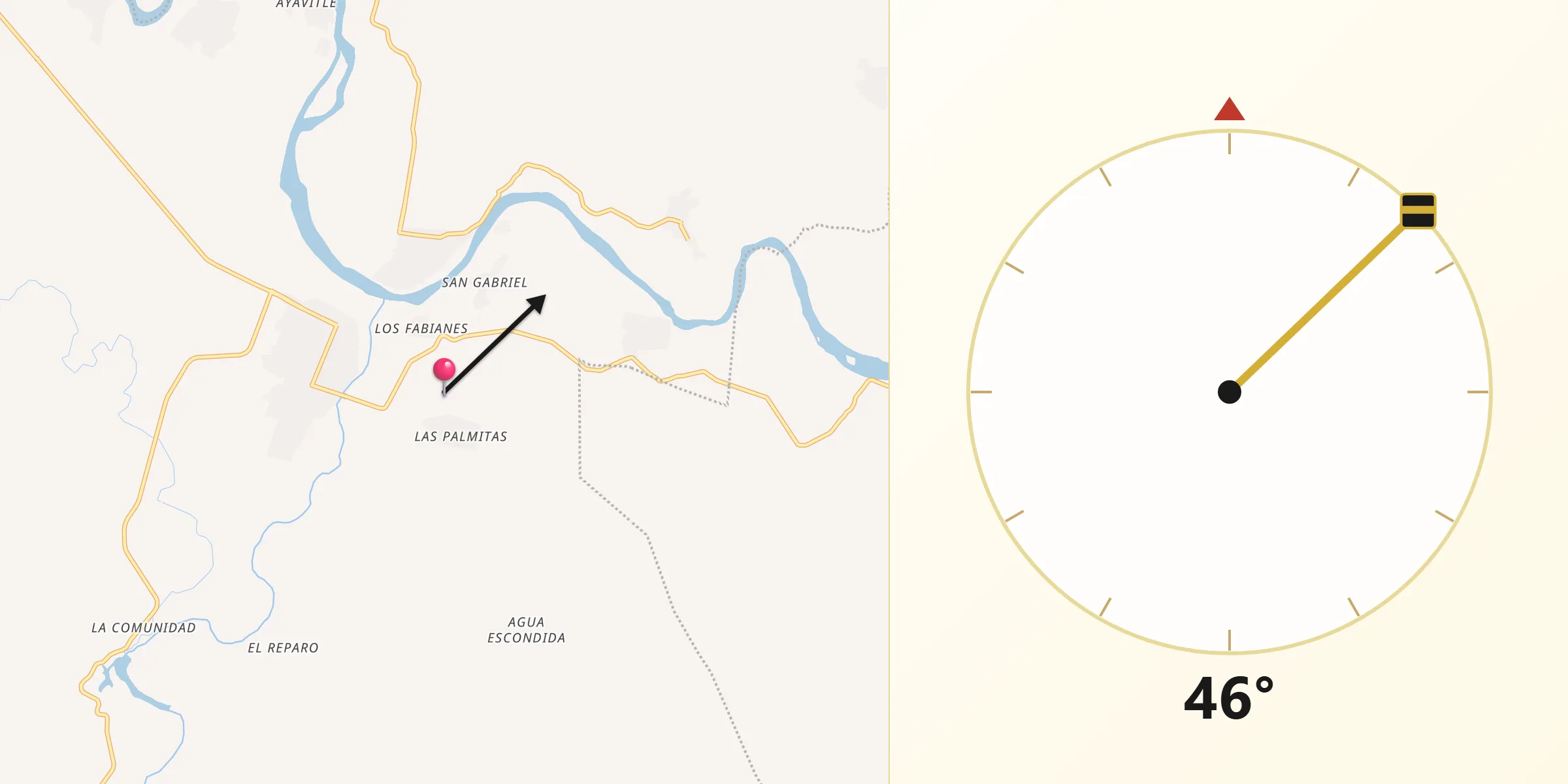 Dirección de la Qibla desde Ajuchitlán del Progreso