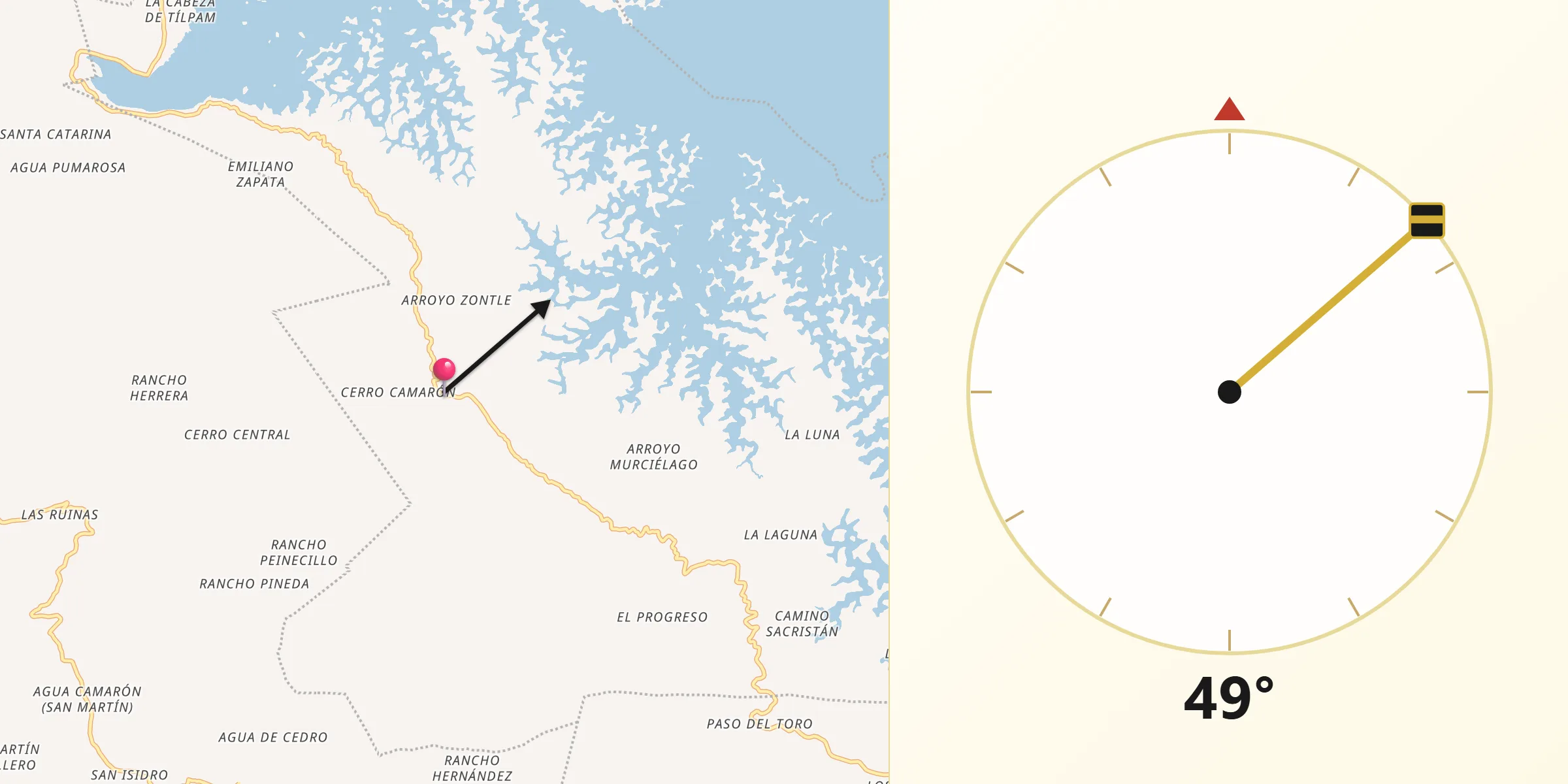 Dirección de la Qibla desde Cerro Quemado
