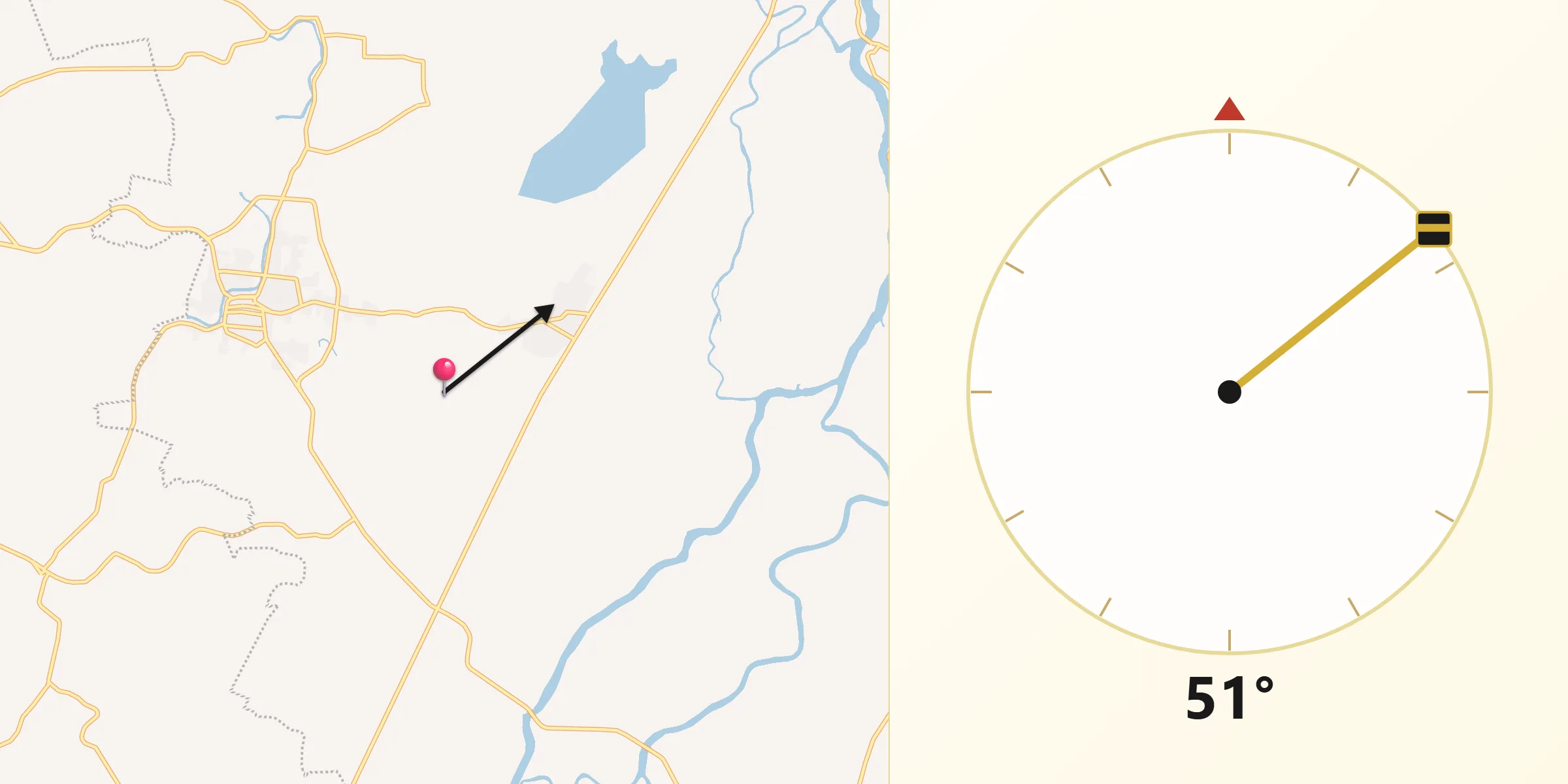 Dirección de la Qibla desde Corriente 1ra. Sección