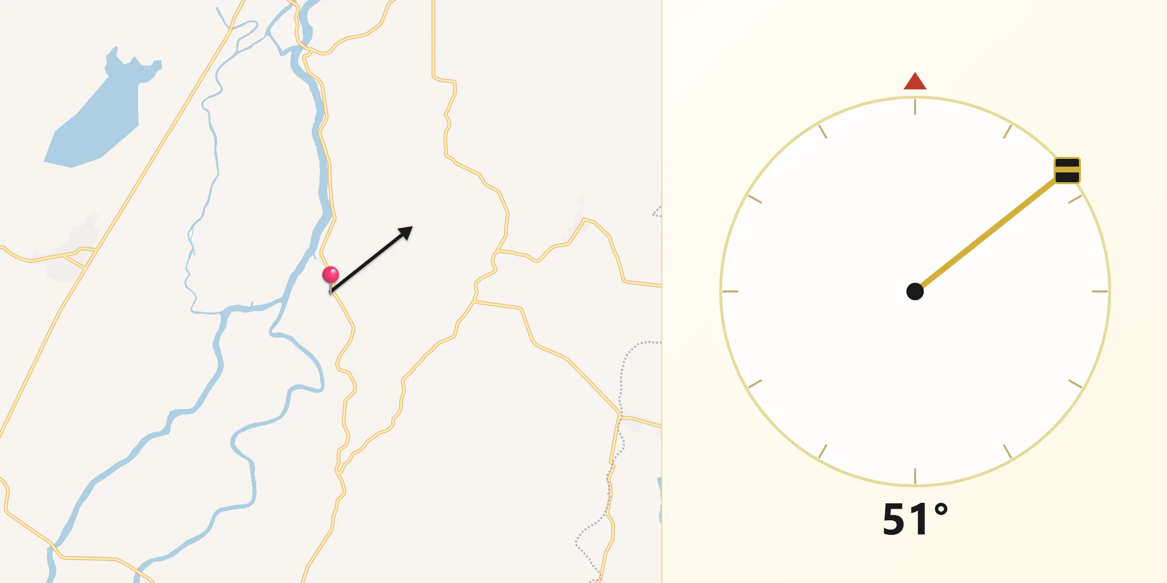Dirección de la Qibla desde Jiménez