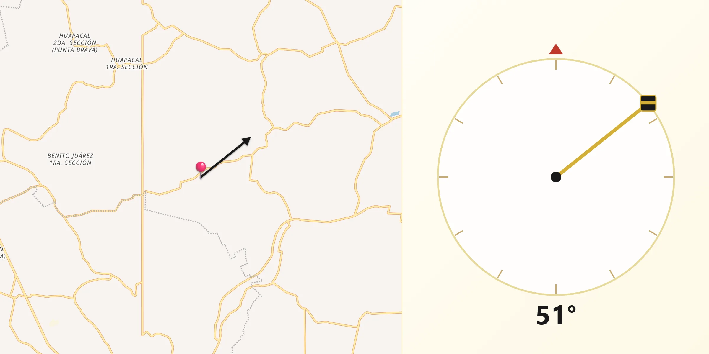 Dirección de la Qibla desde Boquiapa