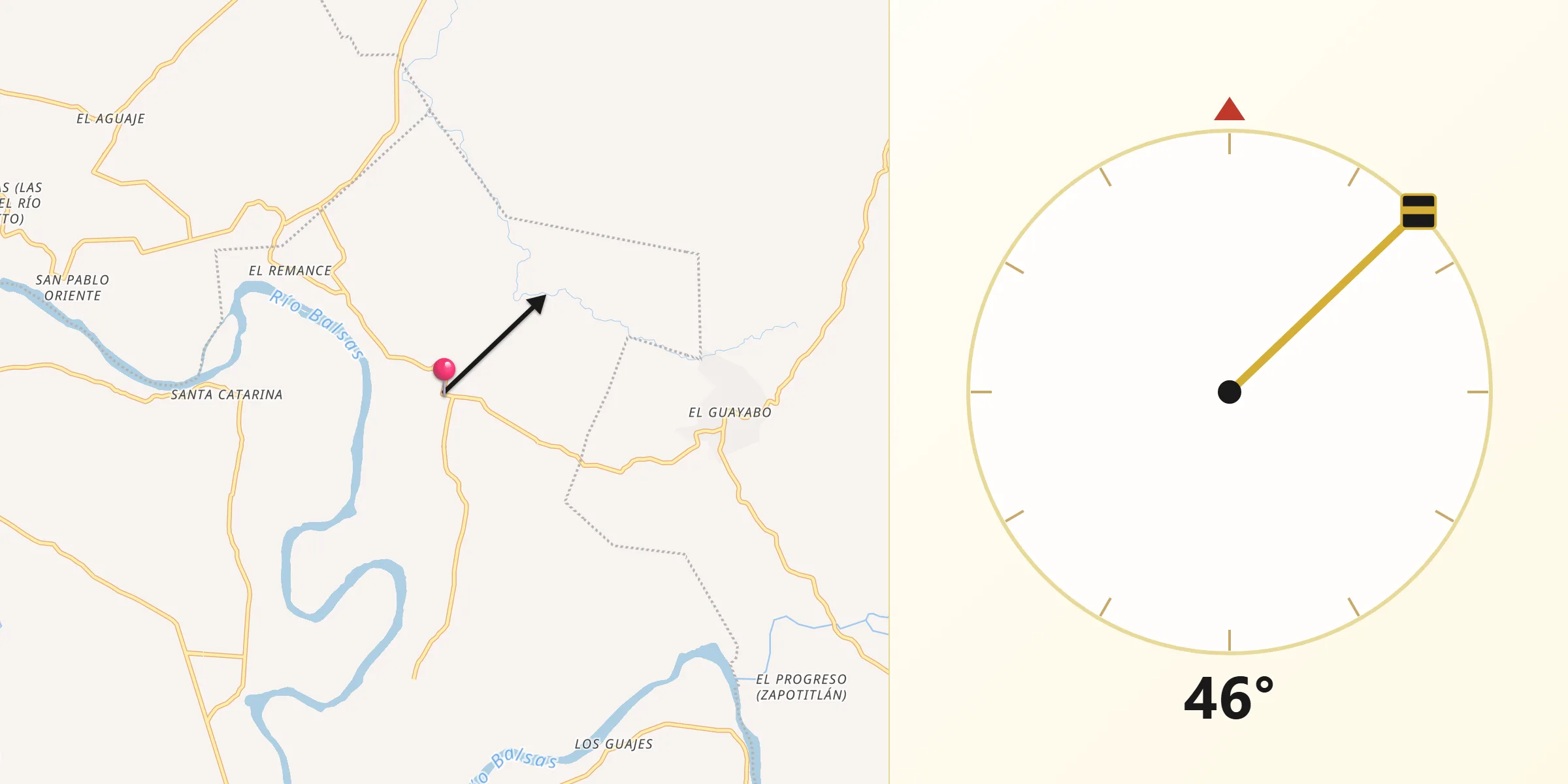 Dirección de la Qibla desde Villa Hidalgo (El Cubo)