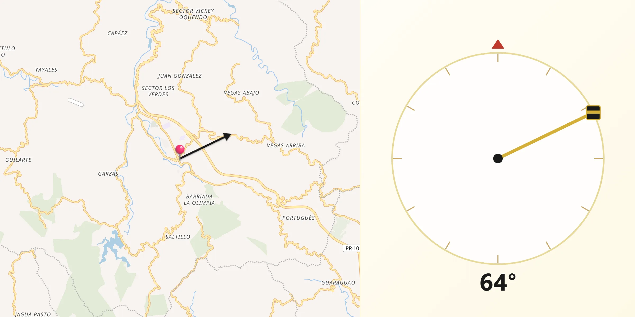 Qibla Direction from Adjuntas