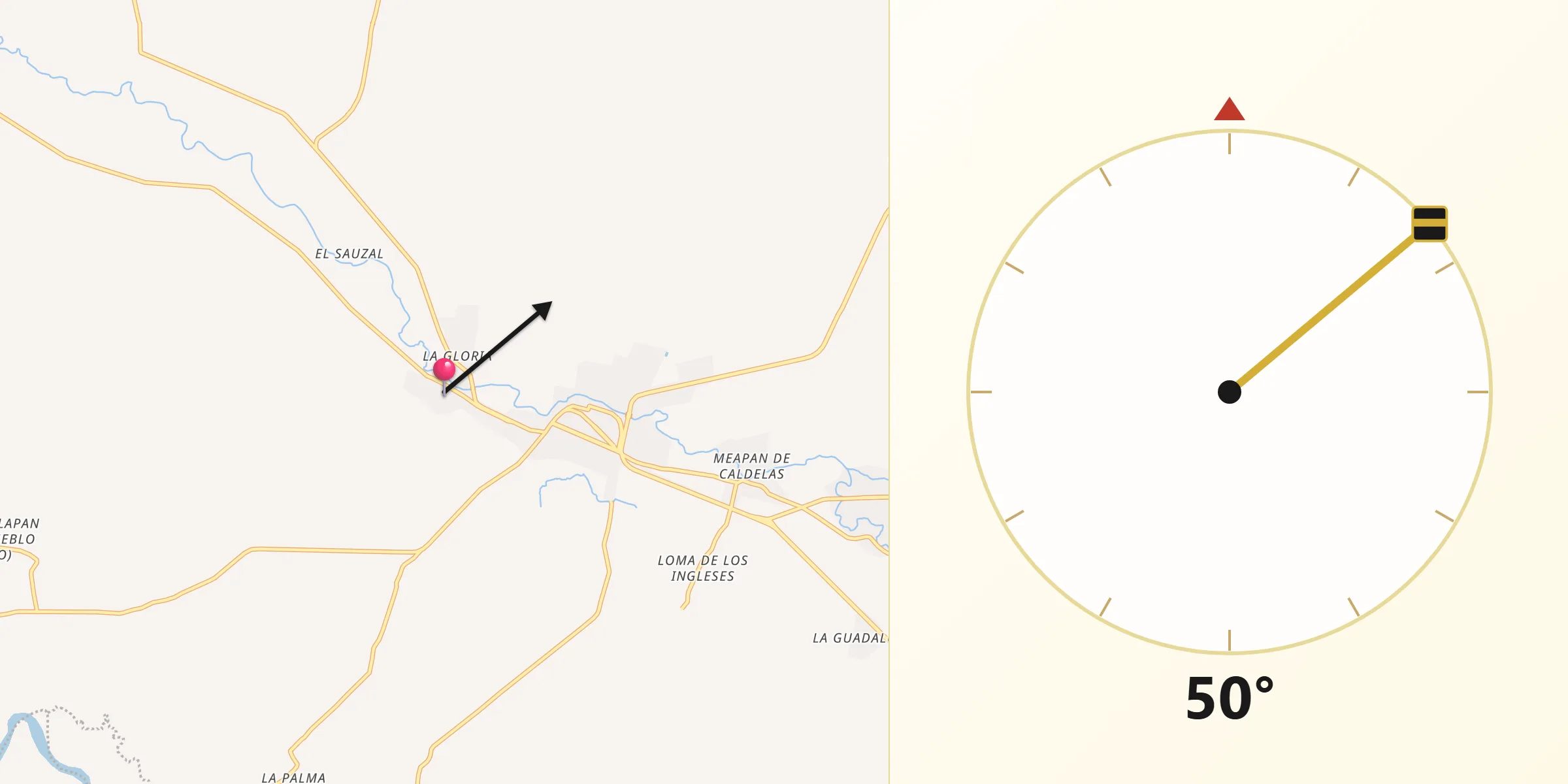 Dirección de la Qibla desde Santa Catalina