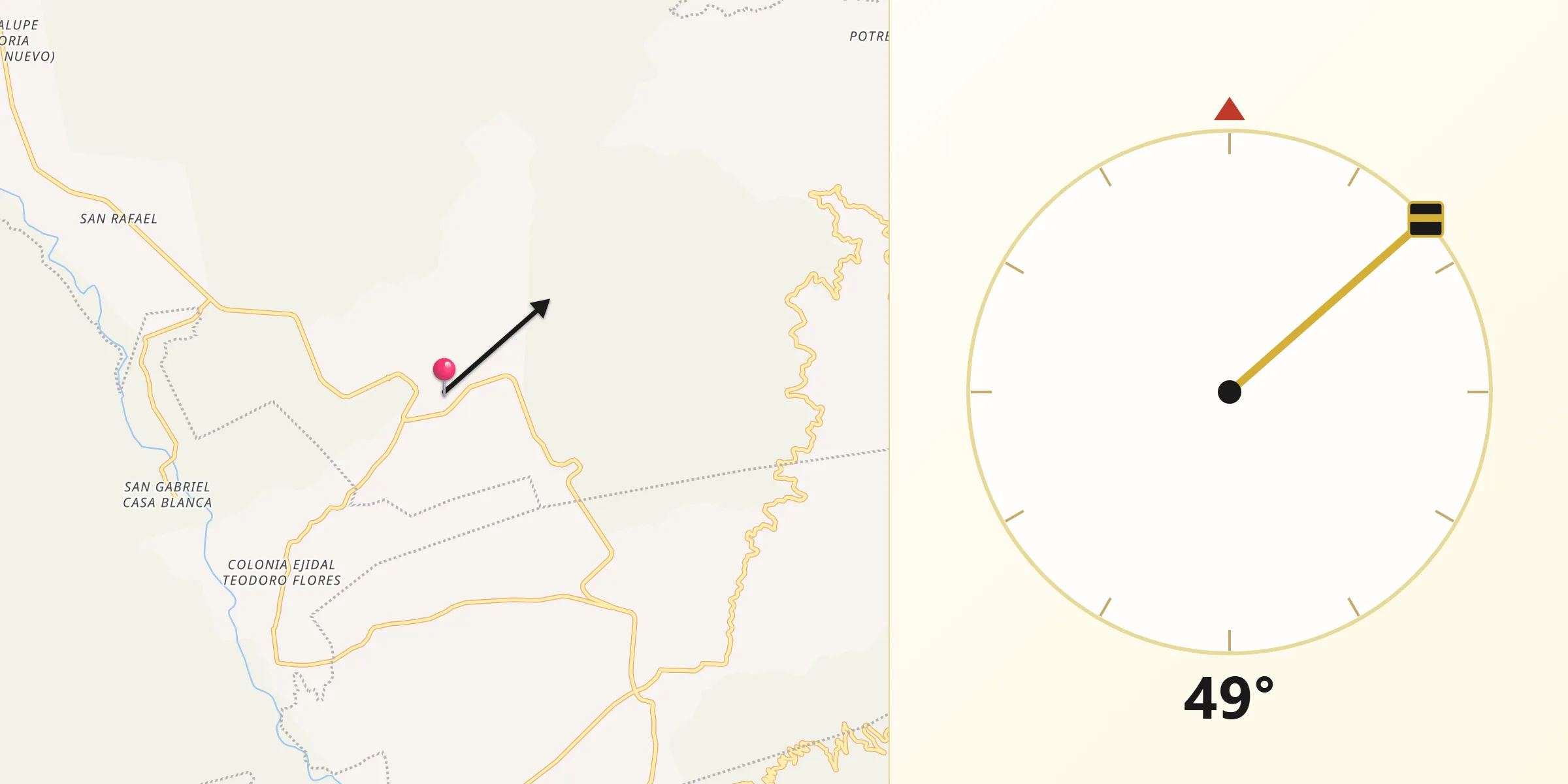 Dirección de la Qibla desde San José Tilapa