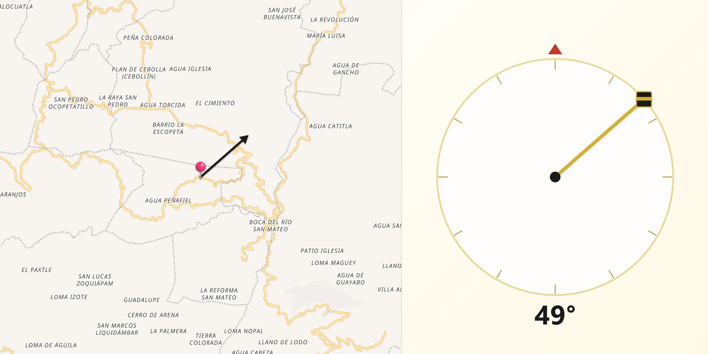 Dirección de la Qibla desde Santa Cruz Acatepec