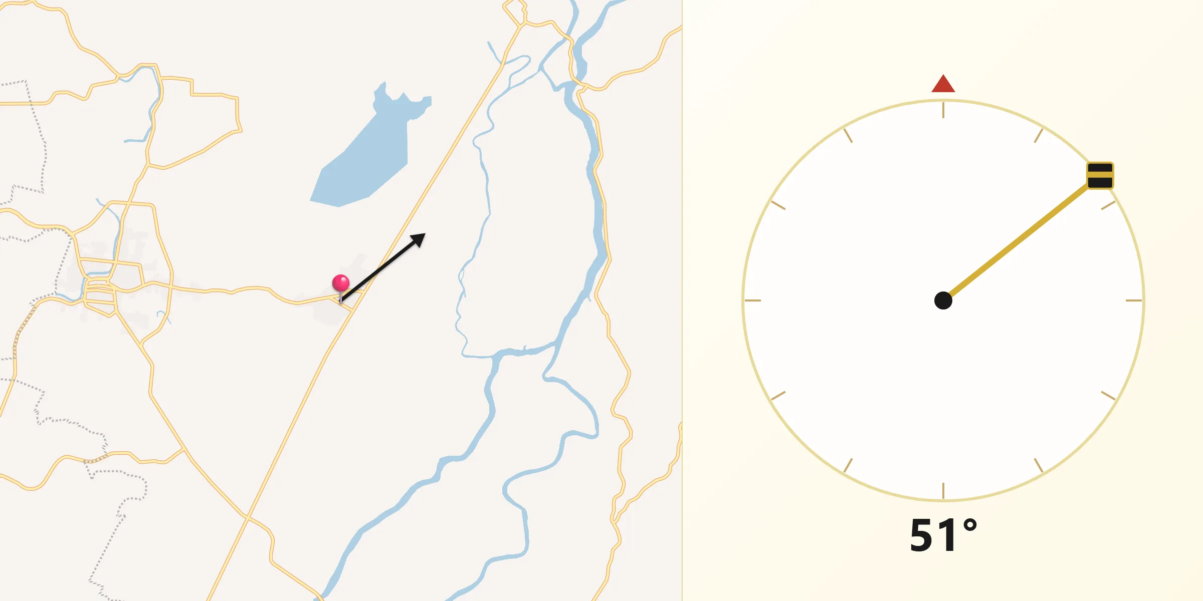 Dirección de la Qibla desde Guatacalca