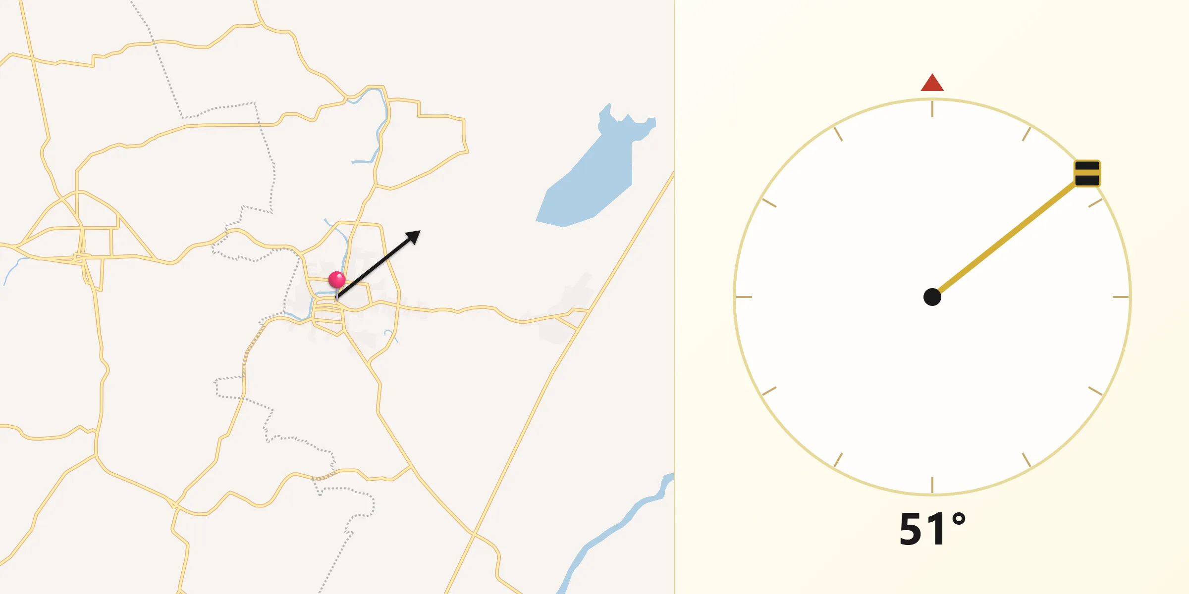Dirección de la Qibla desde Nacajuca