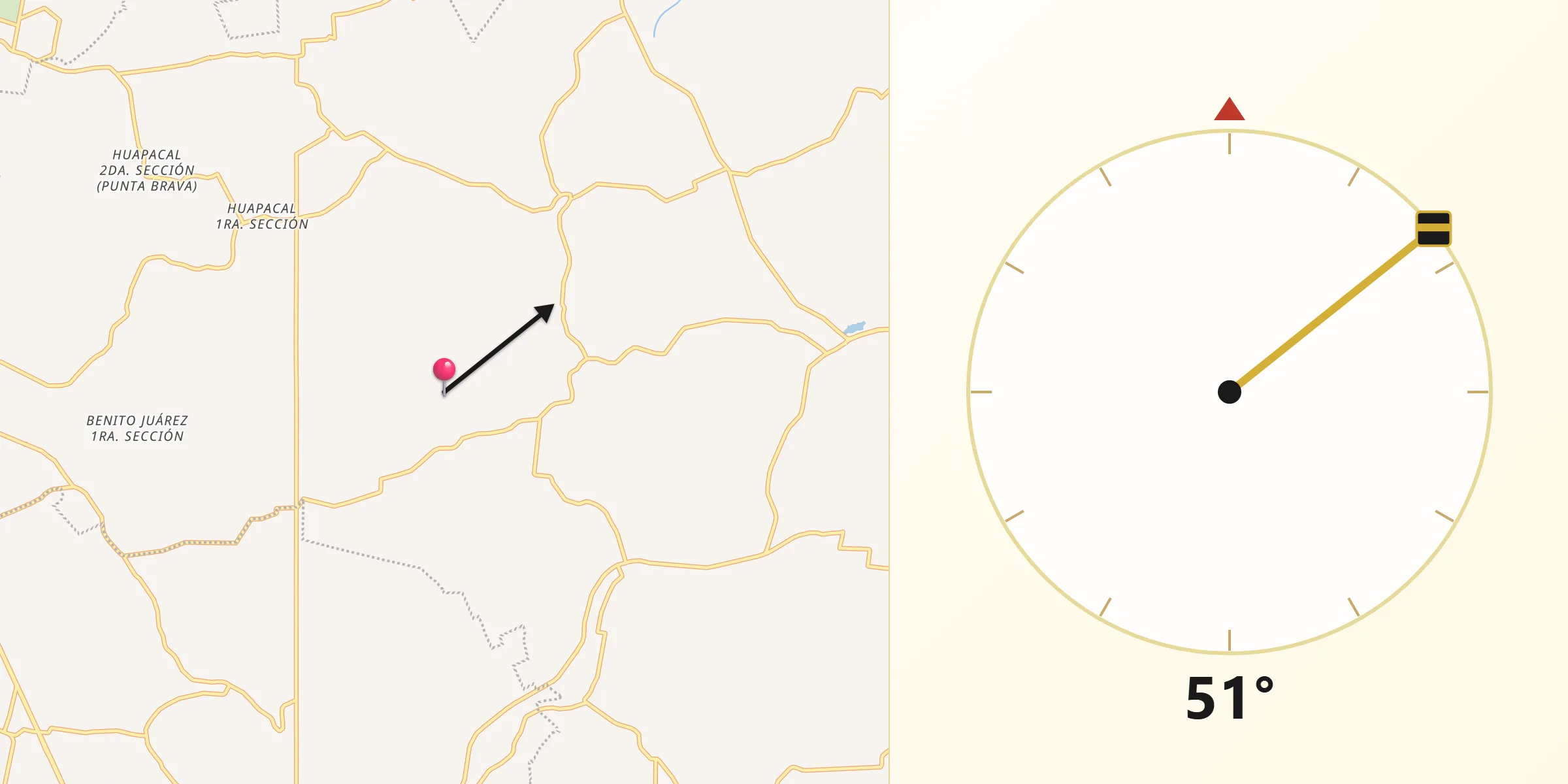 Dirección de la Qibla desde Hermenegildo Galeana 2da. Sección