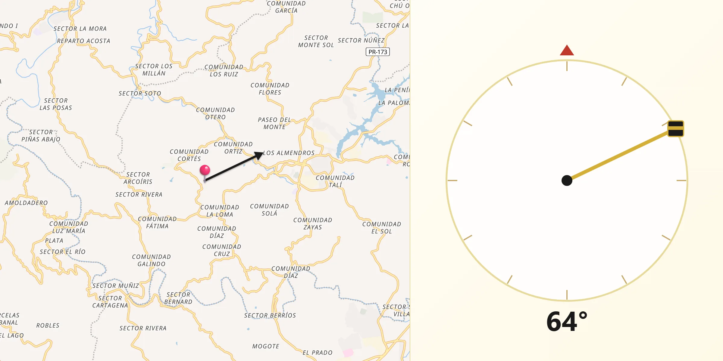 Qibla Direction from Parcelas La Milagrosa