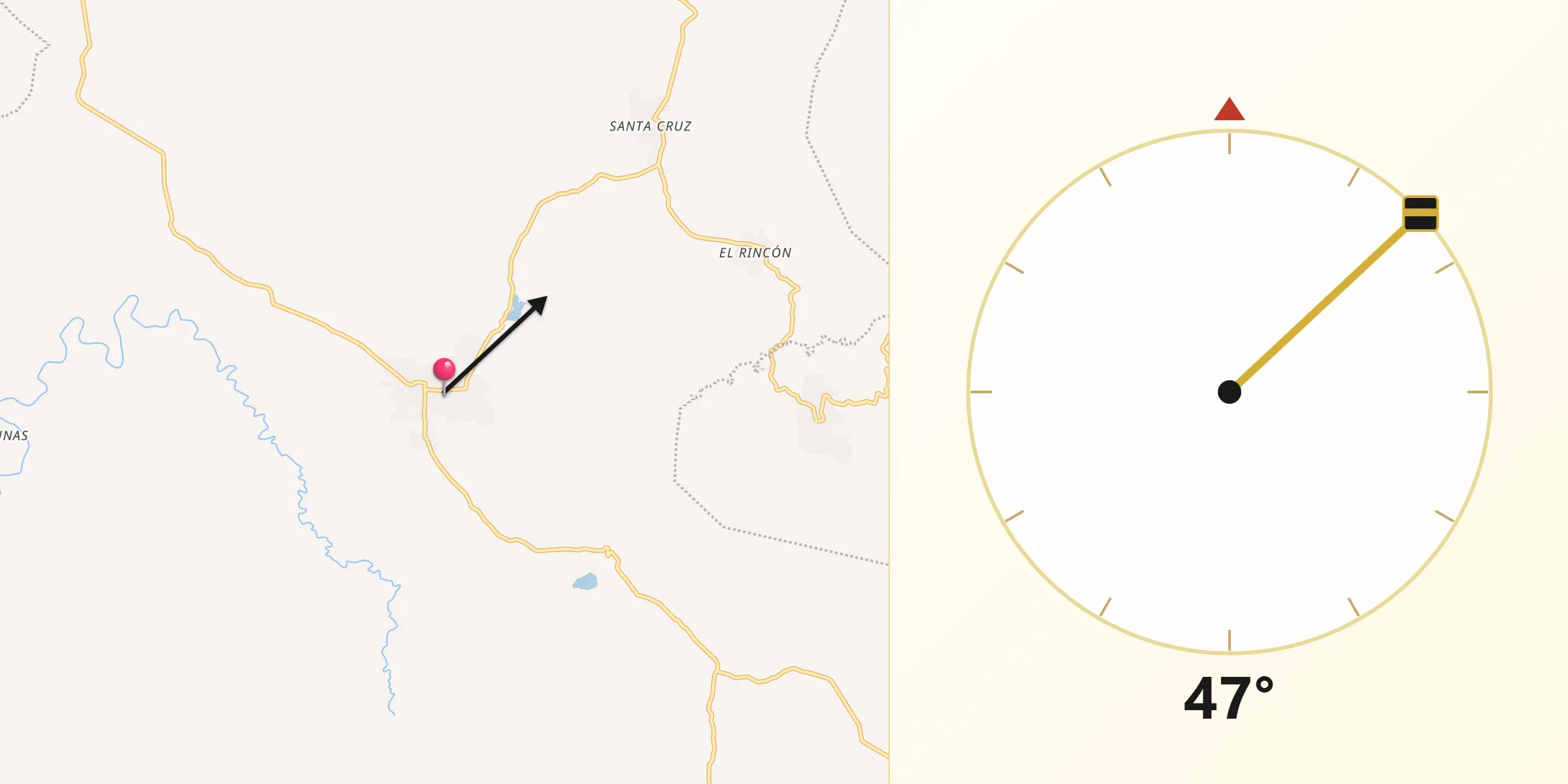 Dirección de la Qibla desde Mayanalán