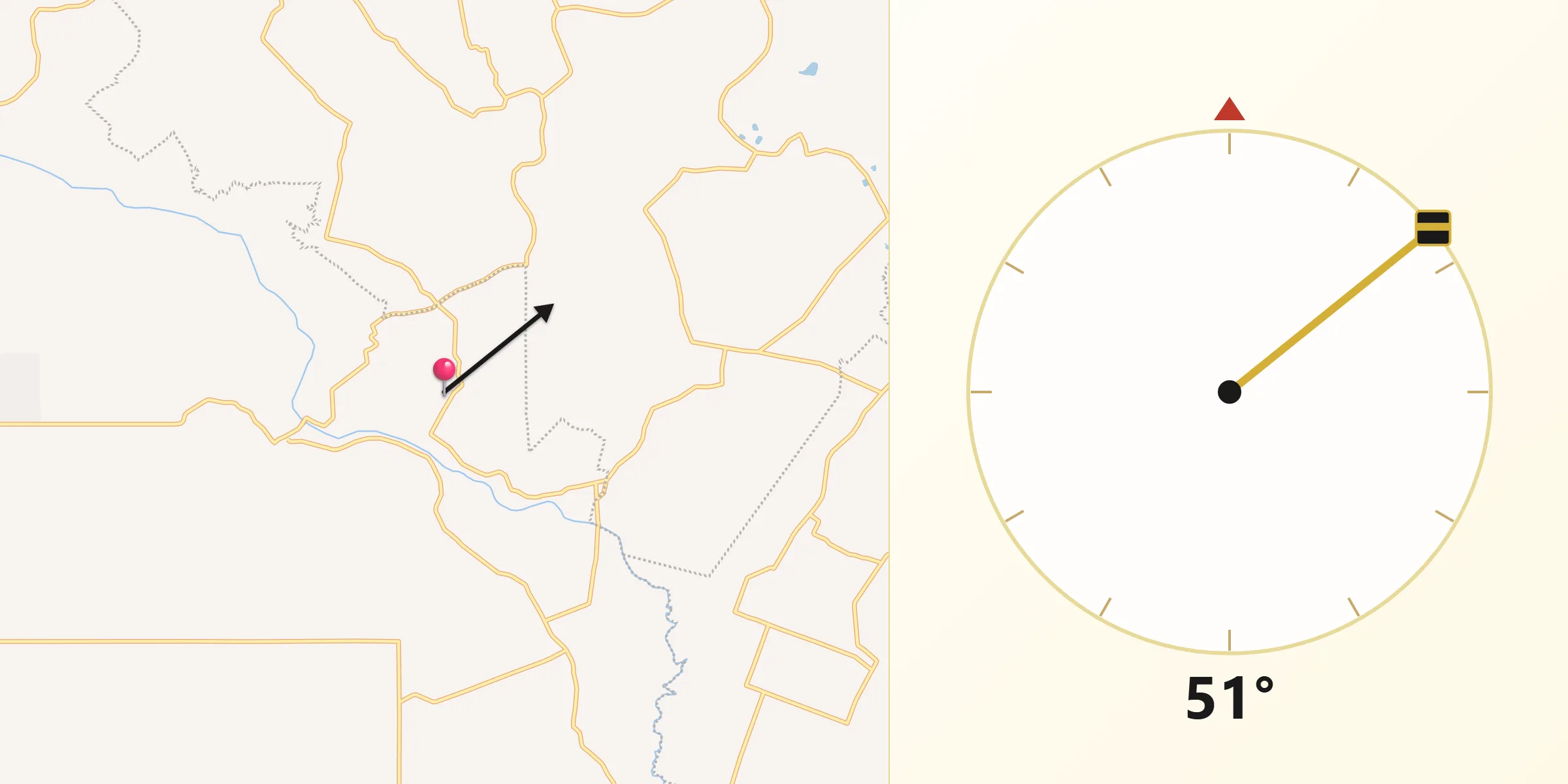 Dirección de la Qibla desde Santana 2da. Sección B (La Palma)
