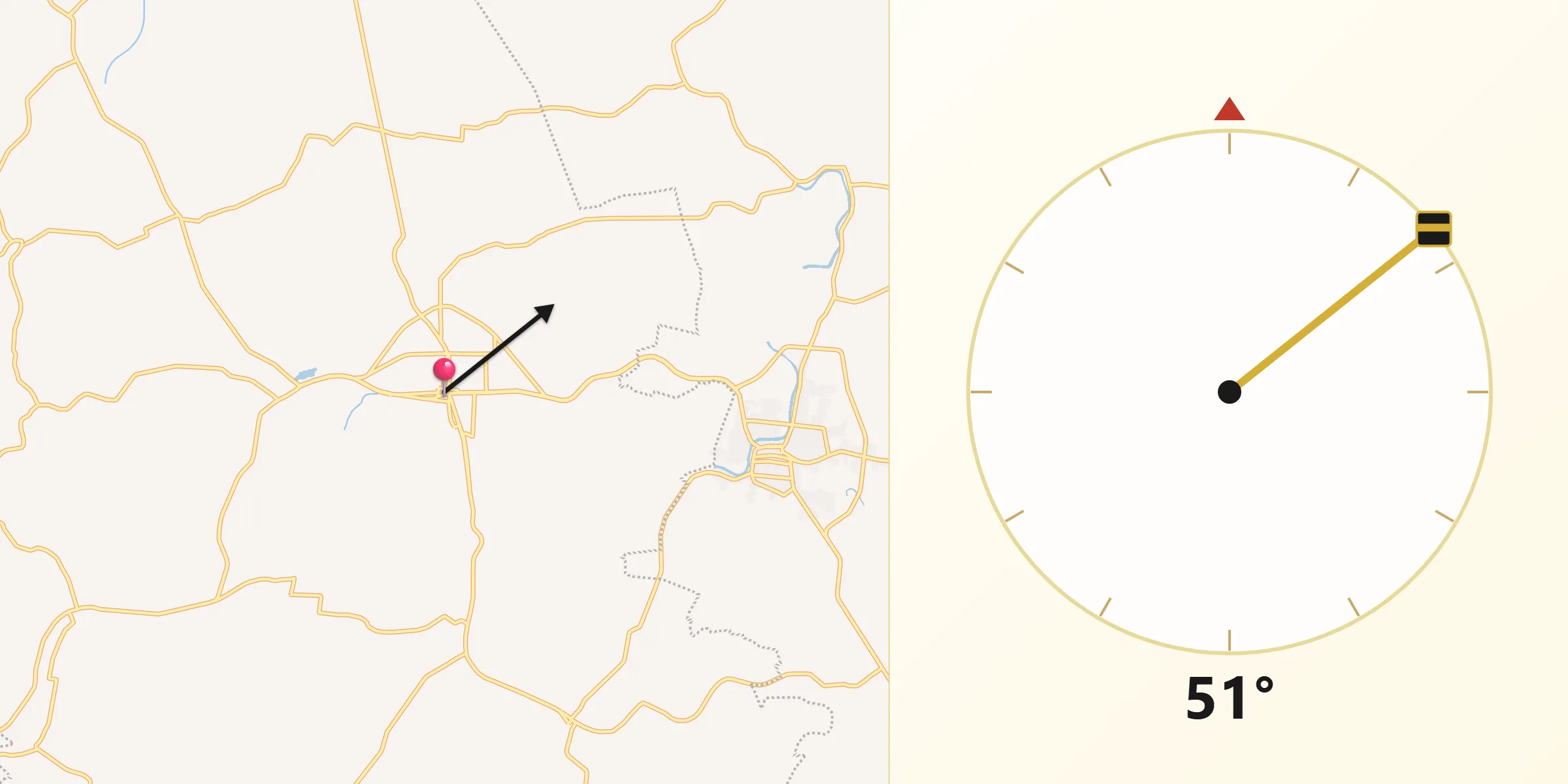 Dirección de la Qibla desde Jalpa de Méndez