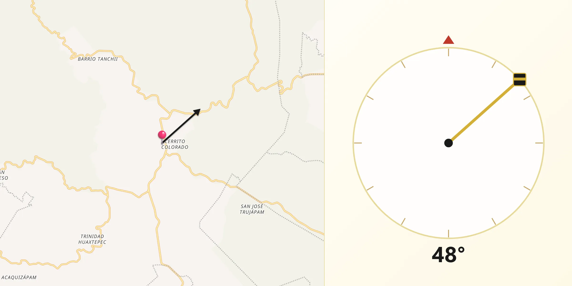 Dirección de la Qibla desde Santiago Chazumba