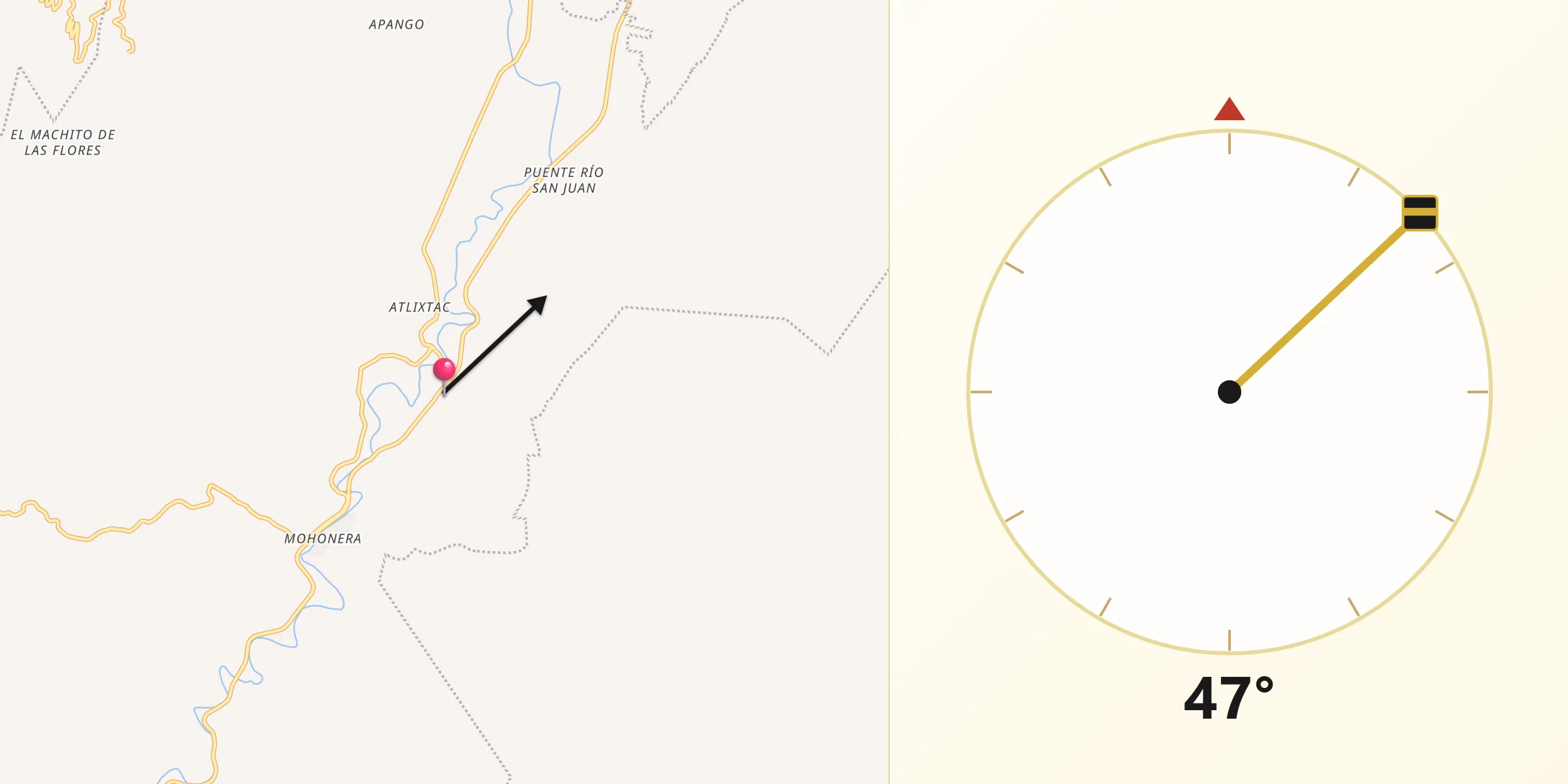 Dirección de la Qibla desde Apipilulco