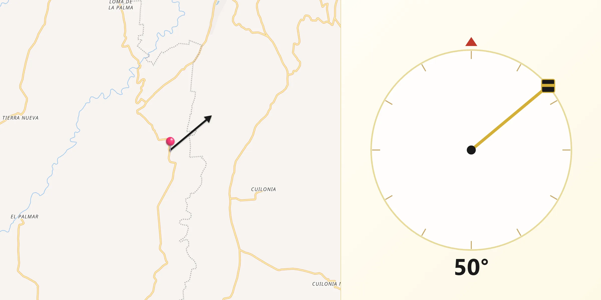 Dirección de la Qibla desde El Aguacate