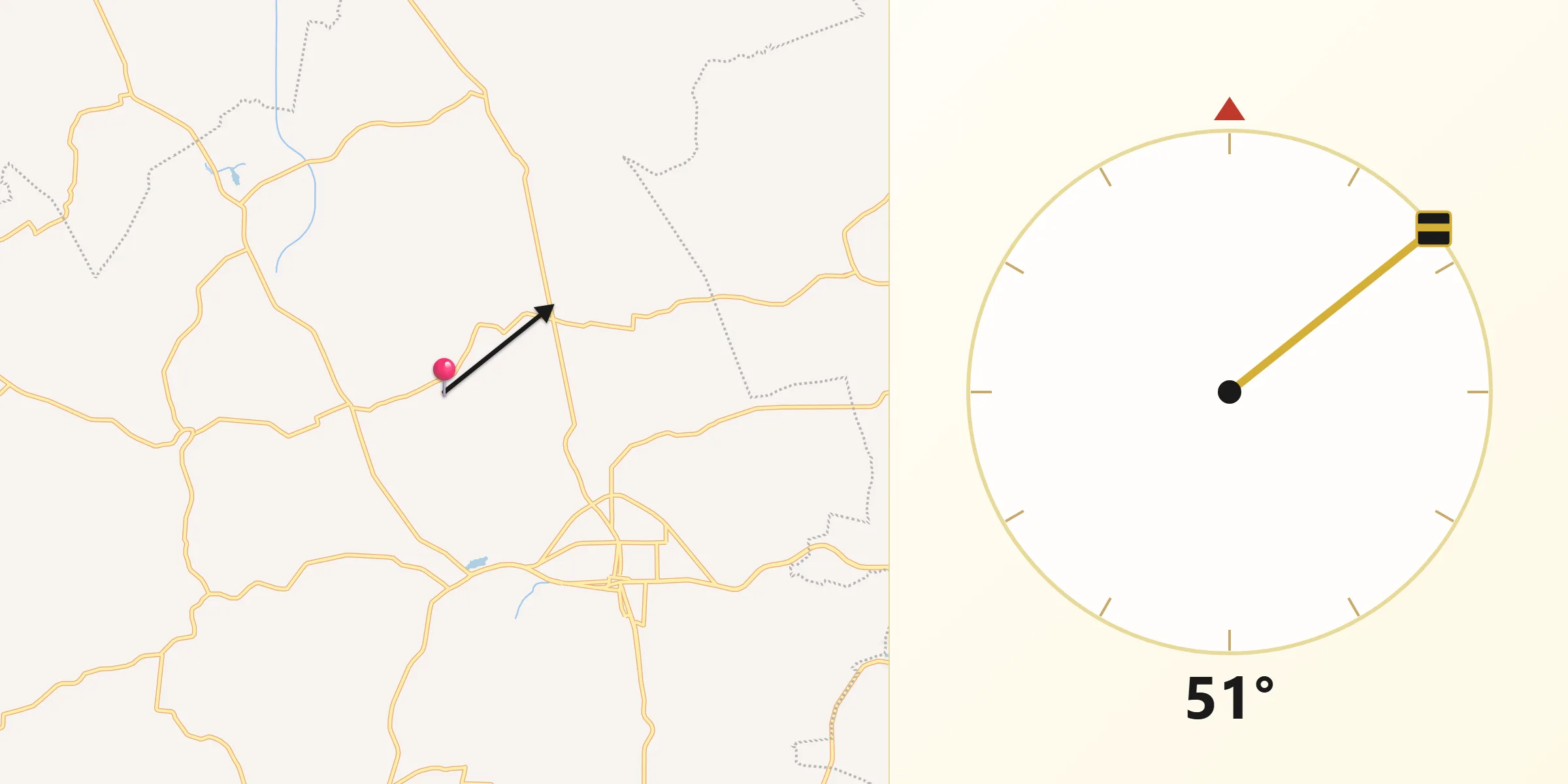 Dirección de la Qibla desde Pueblo Viejo