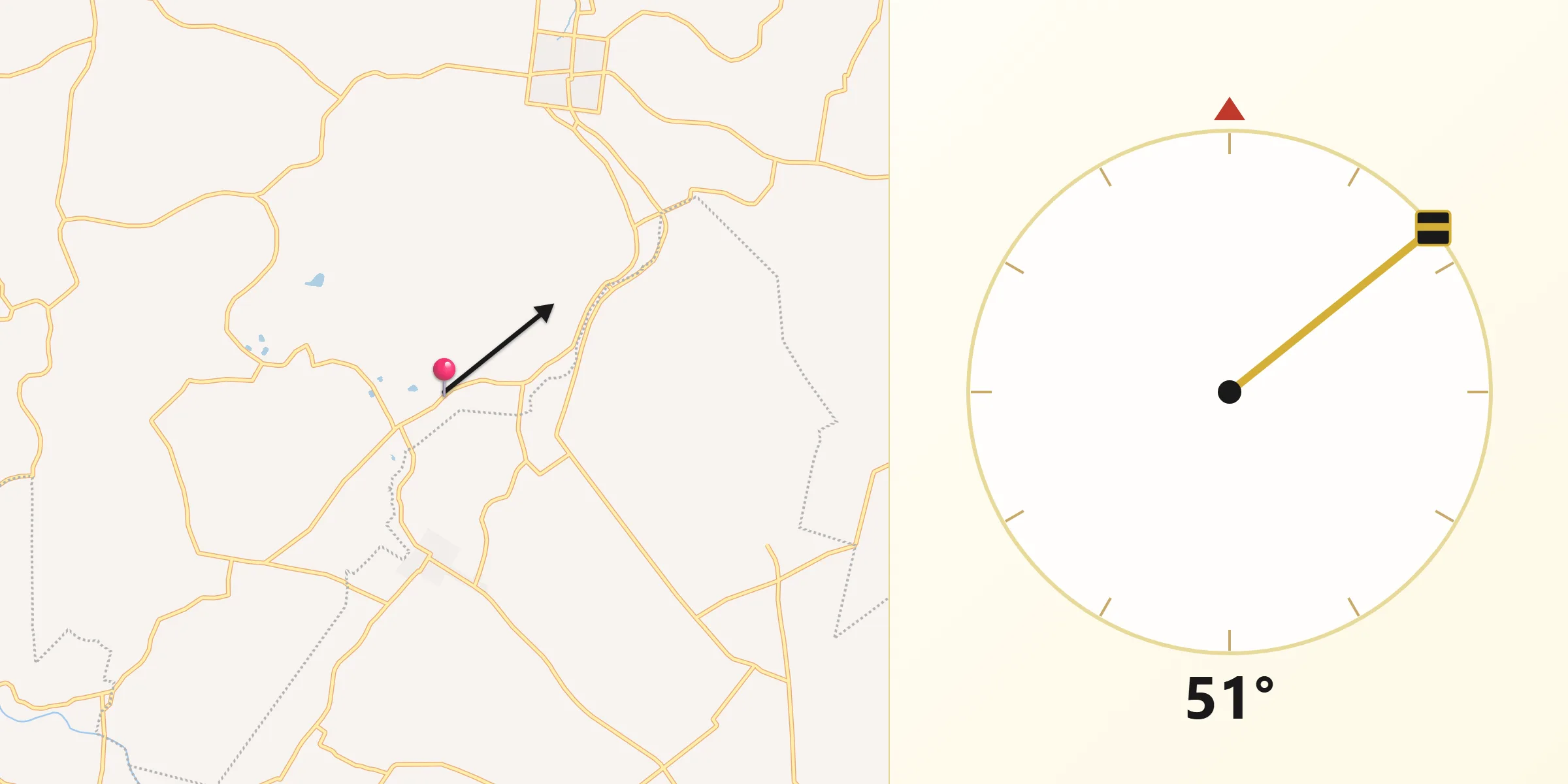 Dirección de la Qibla desde Arena 1ra. Sección