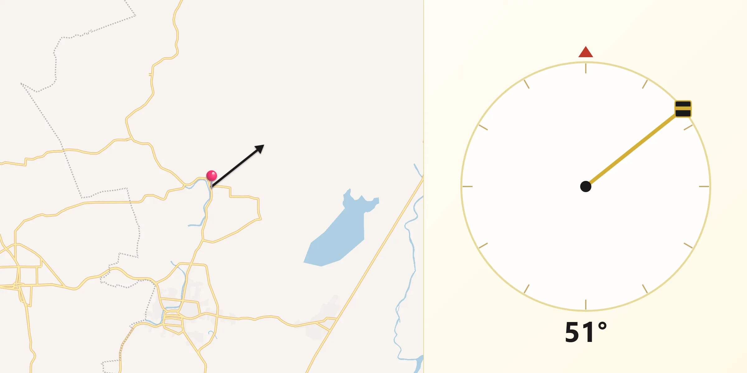 Dirección de la Qibla desde Mazateupa