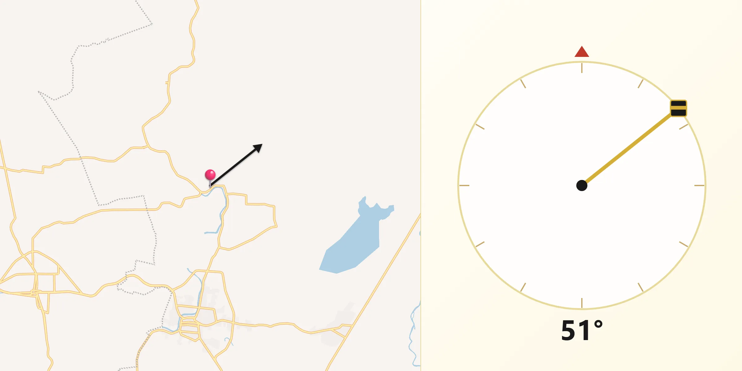 Dirección de la Qibla desde Tapotzingo