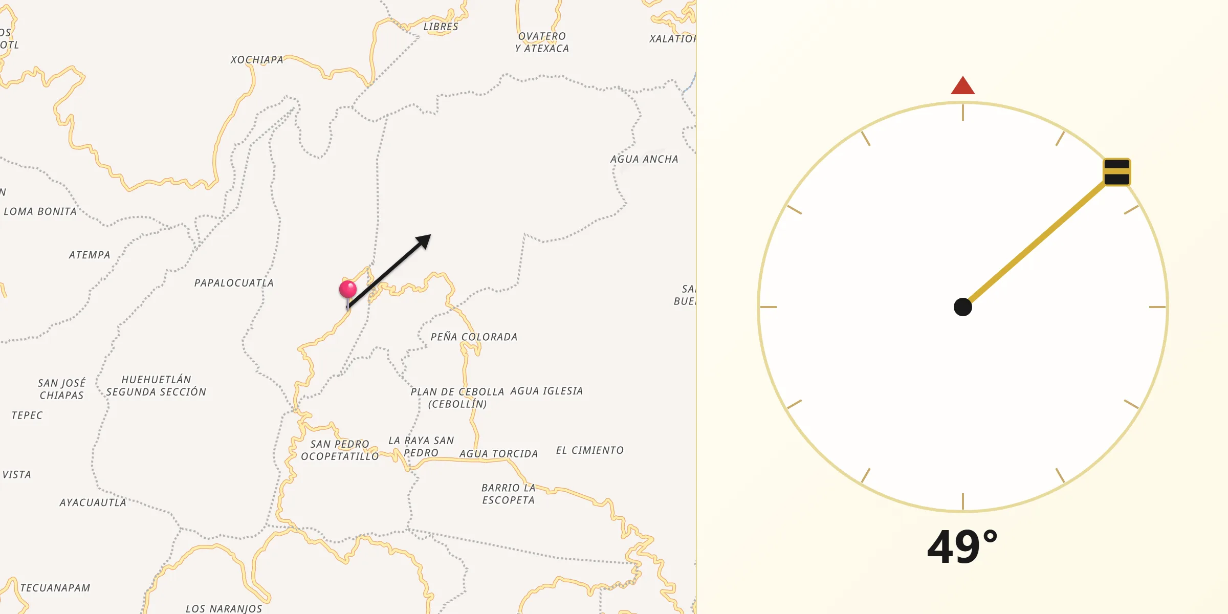 Dirección de la Qibla desde San Lorenzo Cuaunecuiltitla