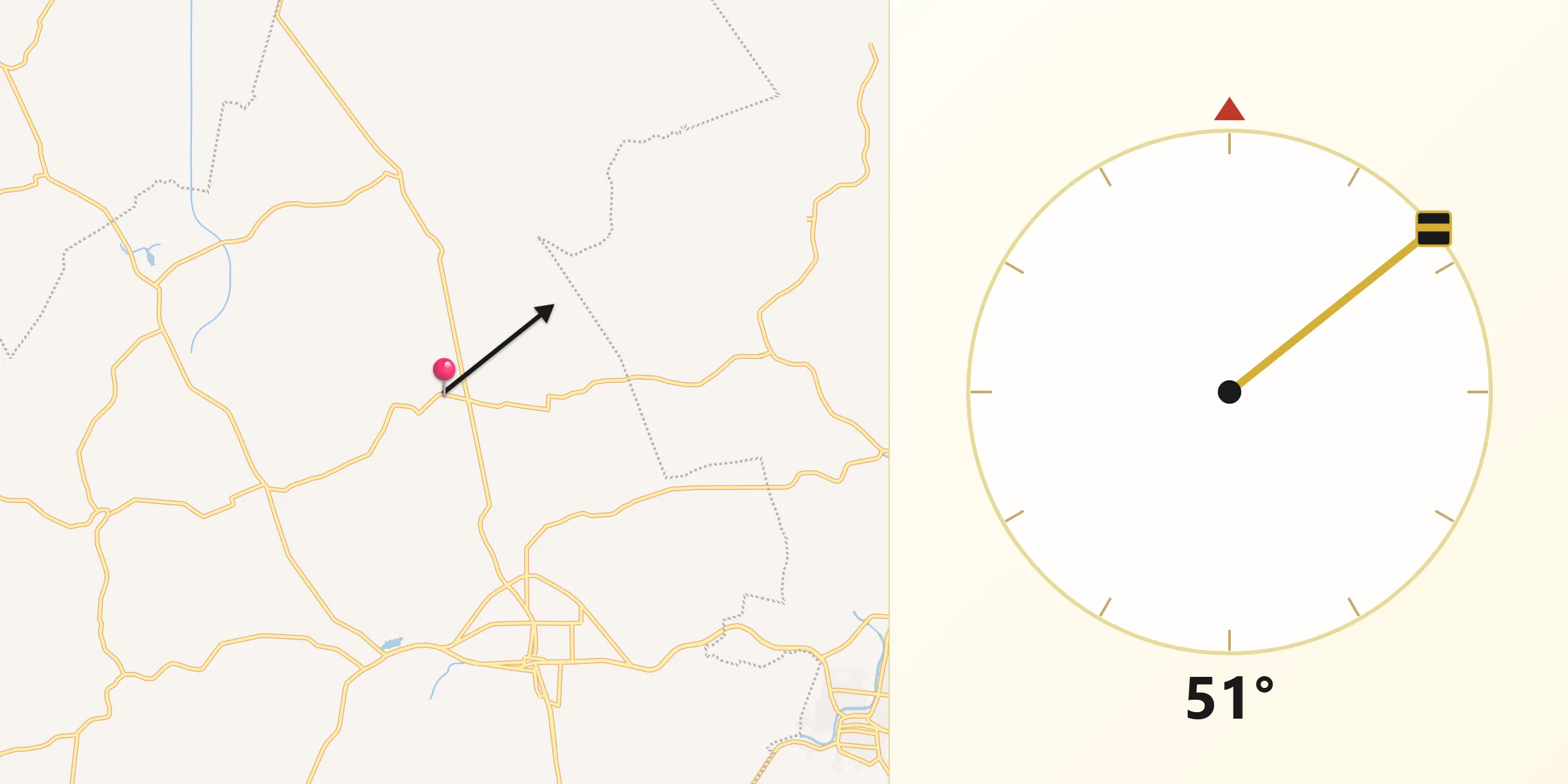 Dirección de la Qibla desde Soyataco