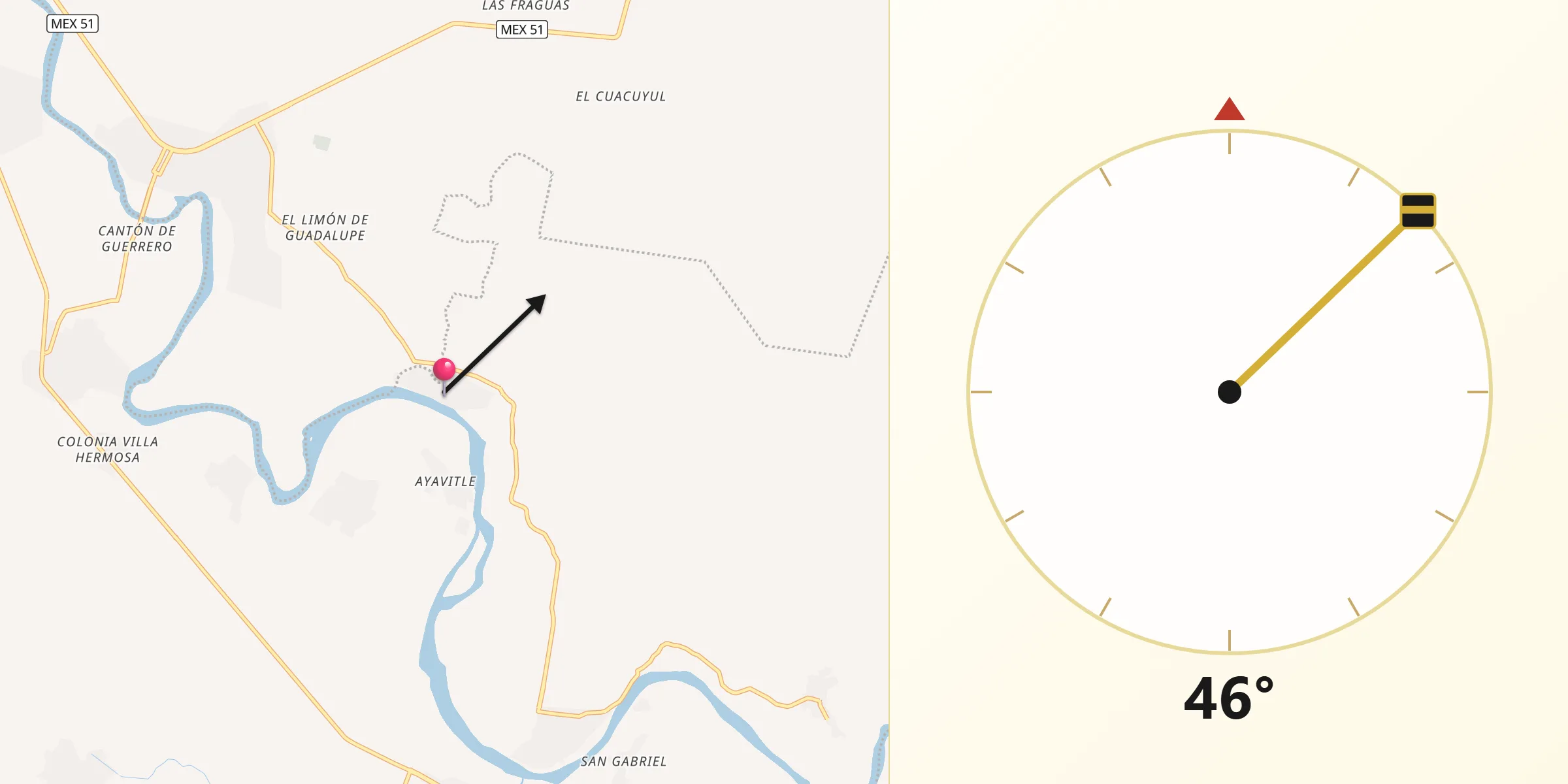 Dirección de la Qibla desde San Jerónimo el Grande