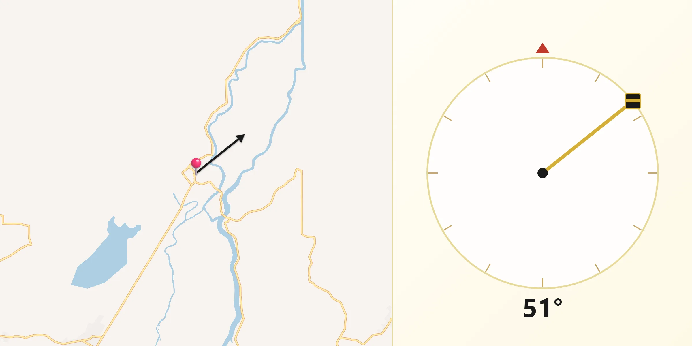 Dirección de la Qibla desde Oxiacaque