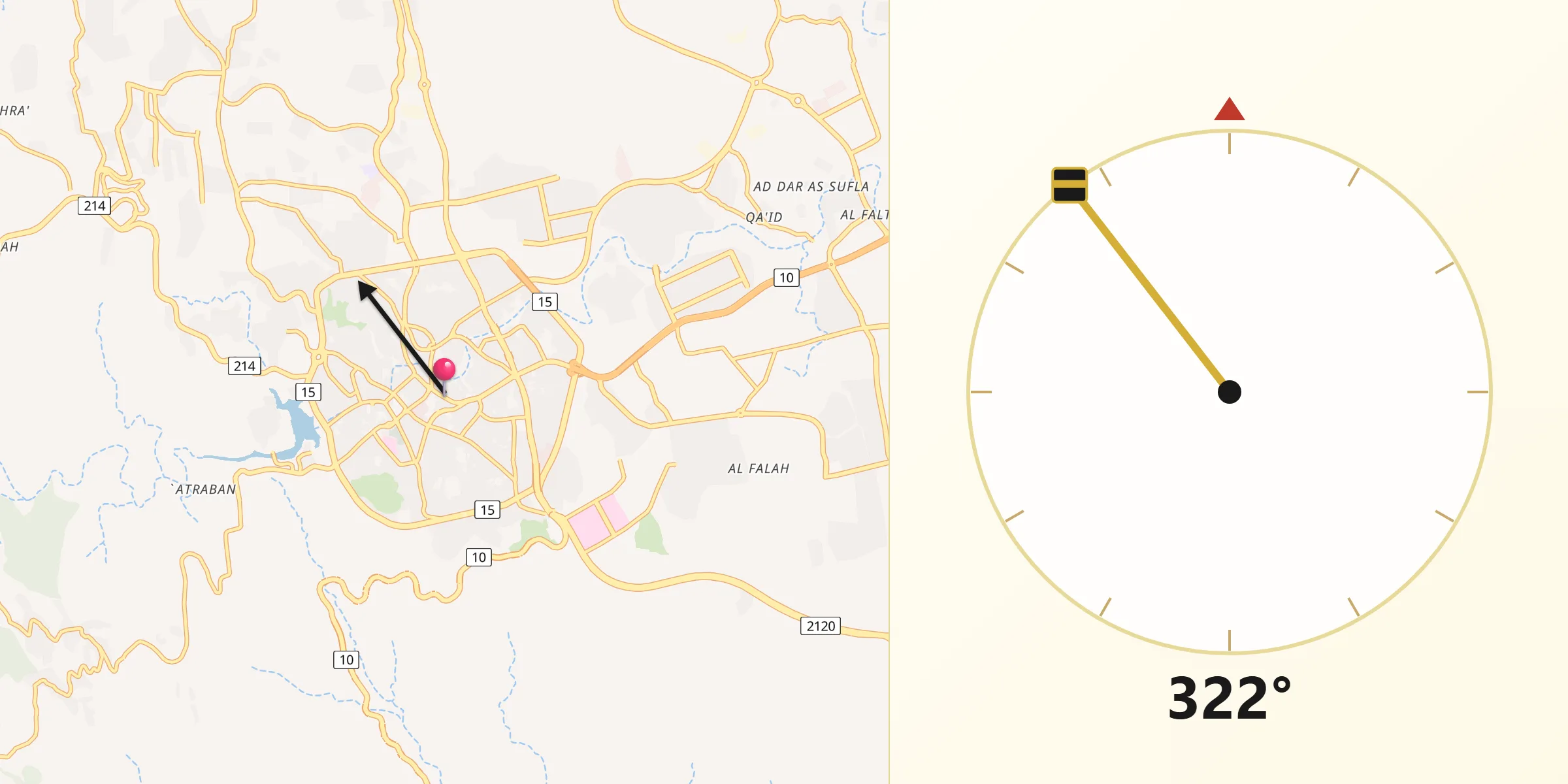Direction vers la Qibla depuis Abha