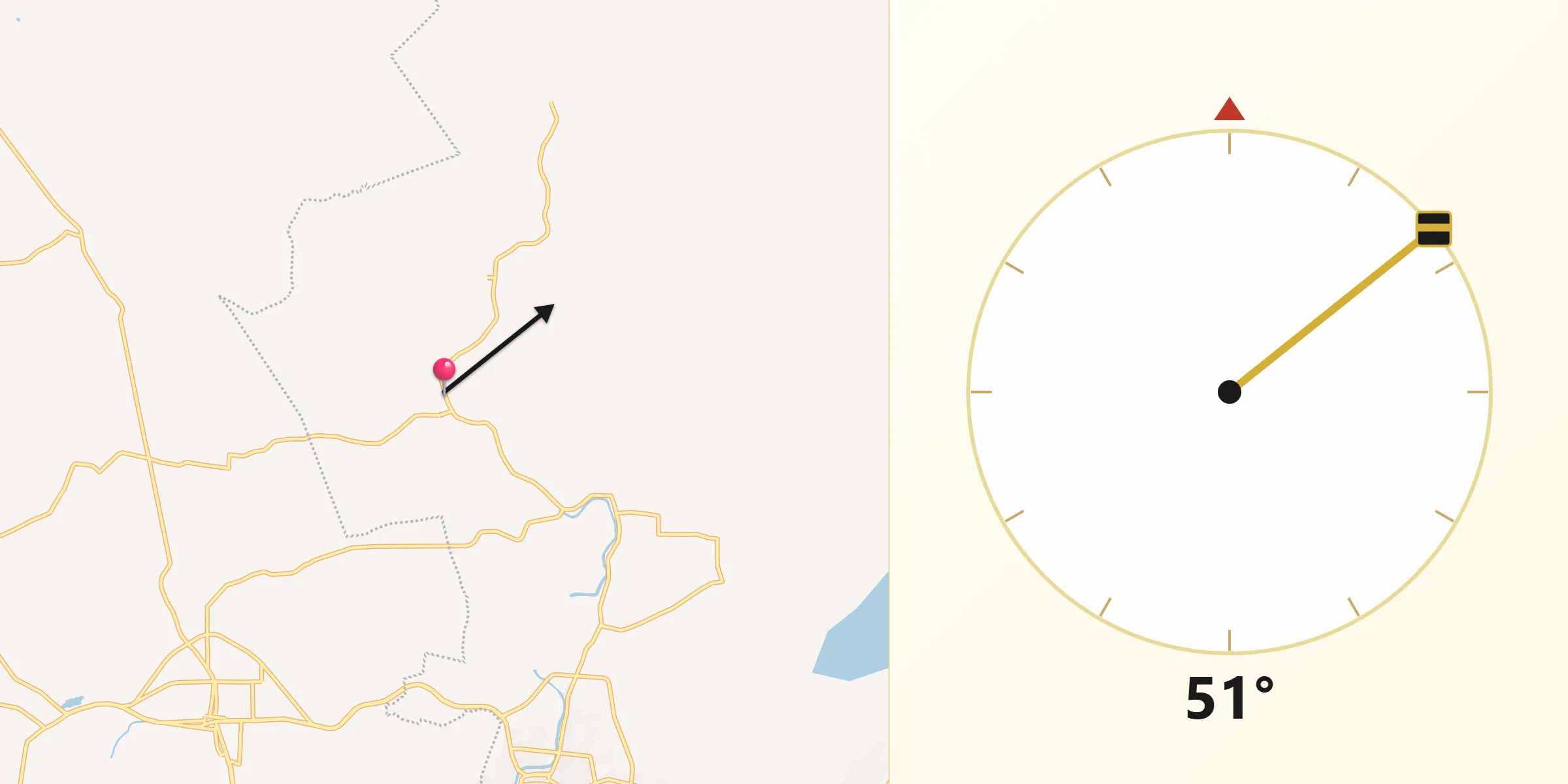Dirección de la Qibla desde Guaytalpa