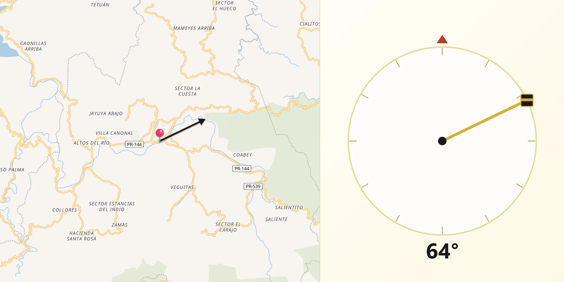 Qibla Direction from Jayuya