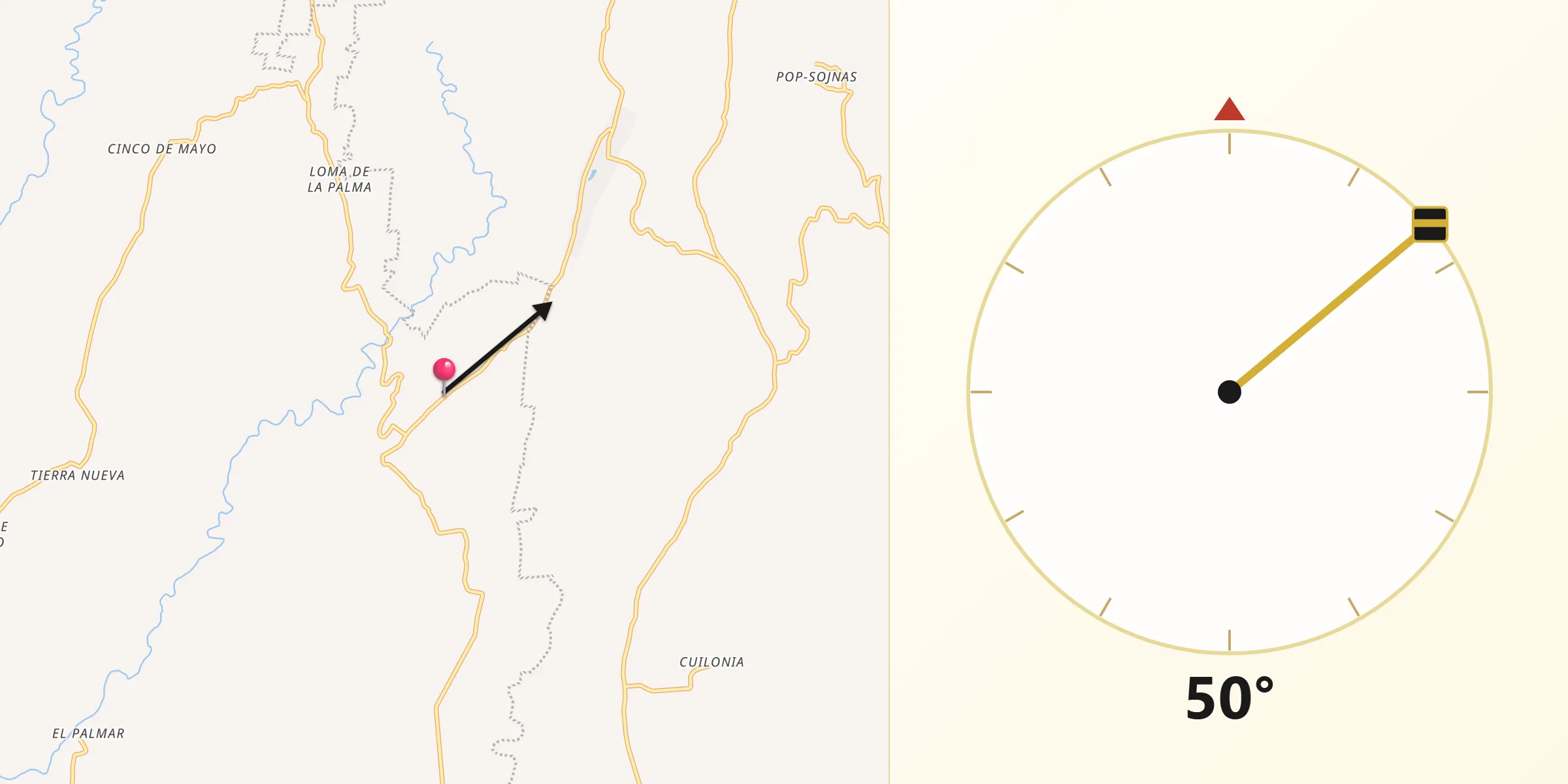 Dirección de la Qibla desde Loma de Sogotegoyo