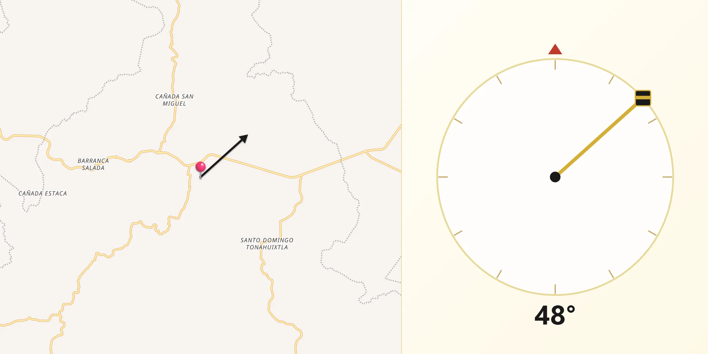 Dirección de la Qibla desde San Jerónimo Xayacatlán