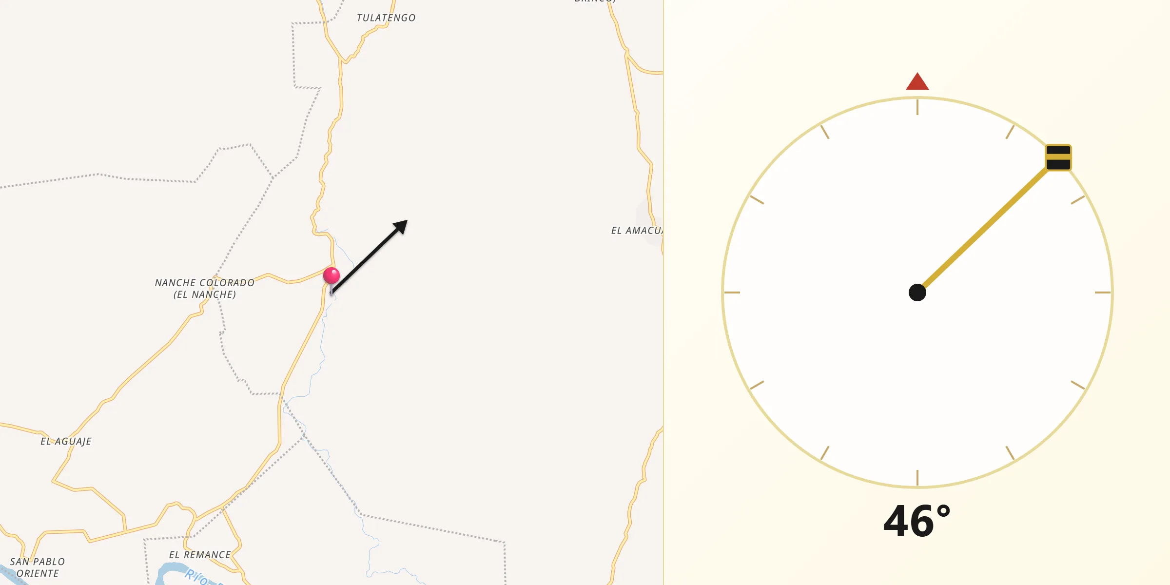 Dirección de la Qibla desde El Escondido