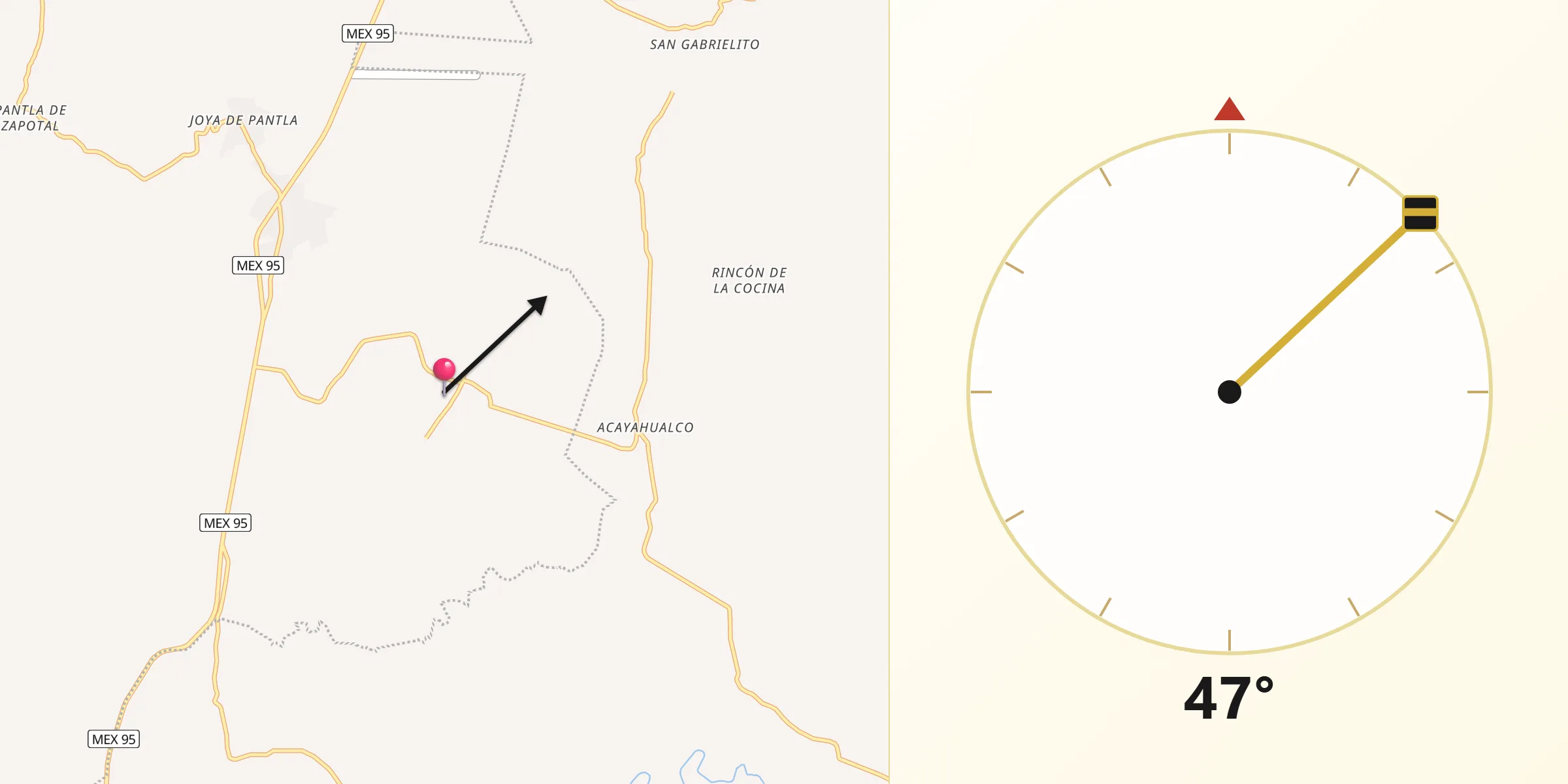Dirección de la Qibla desde Santa Teresa