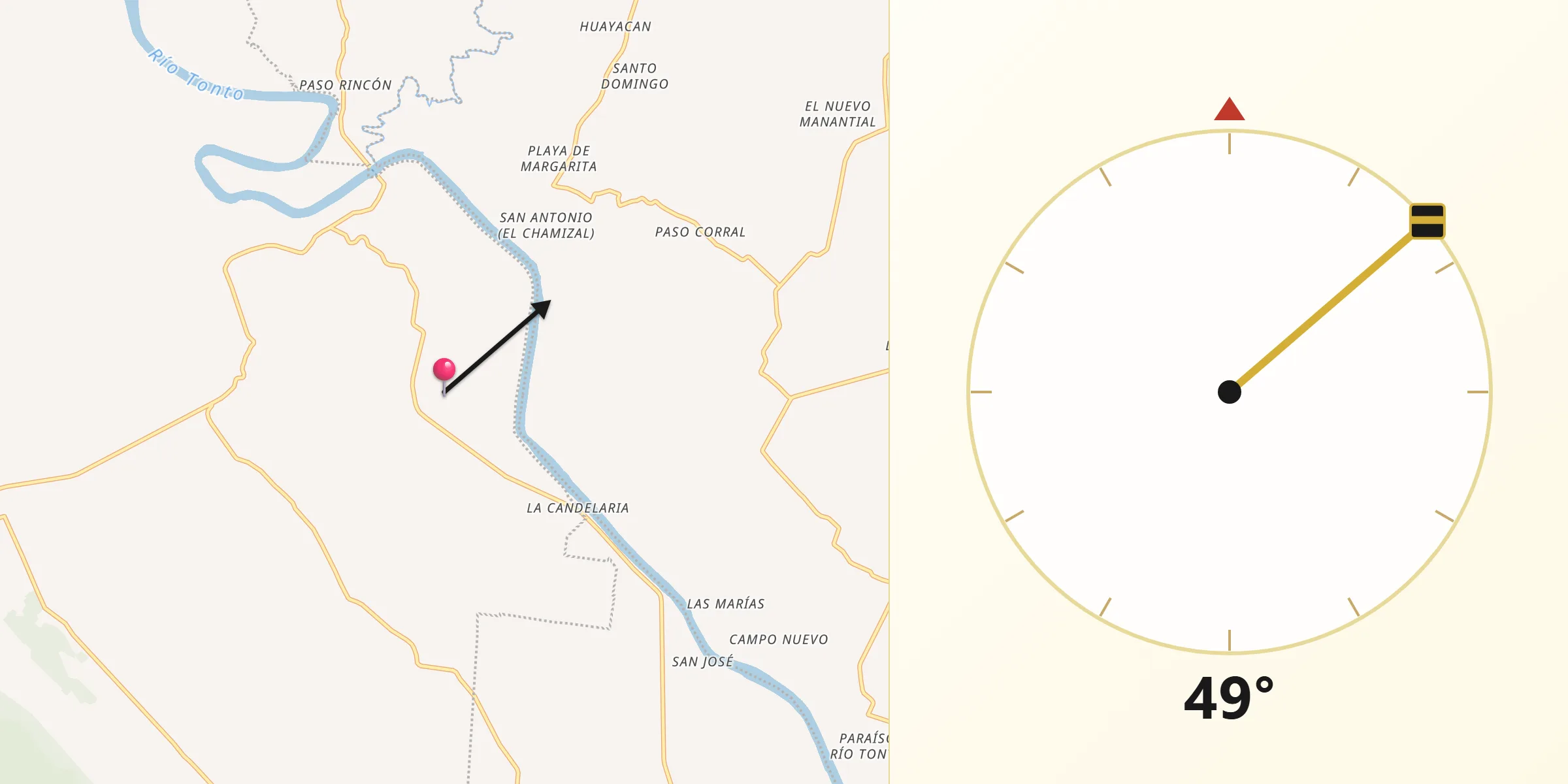 Dirección de la Qibla desde El Capulín (La Nueva Pochota)
