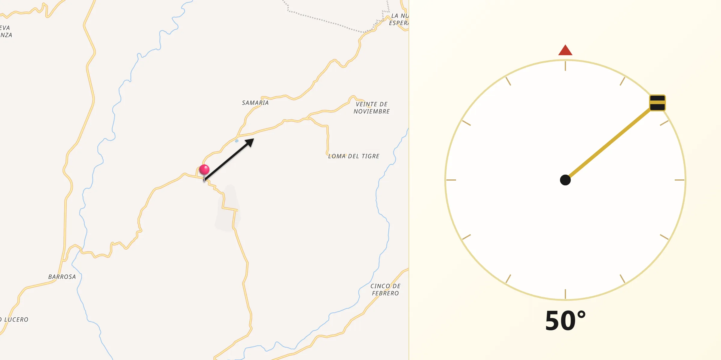 Dirección de la Qibla desde Santa Rosa Loma Larga