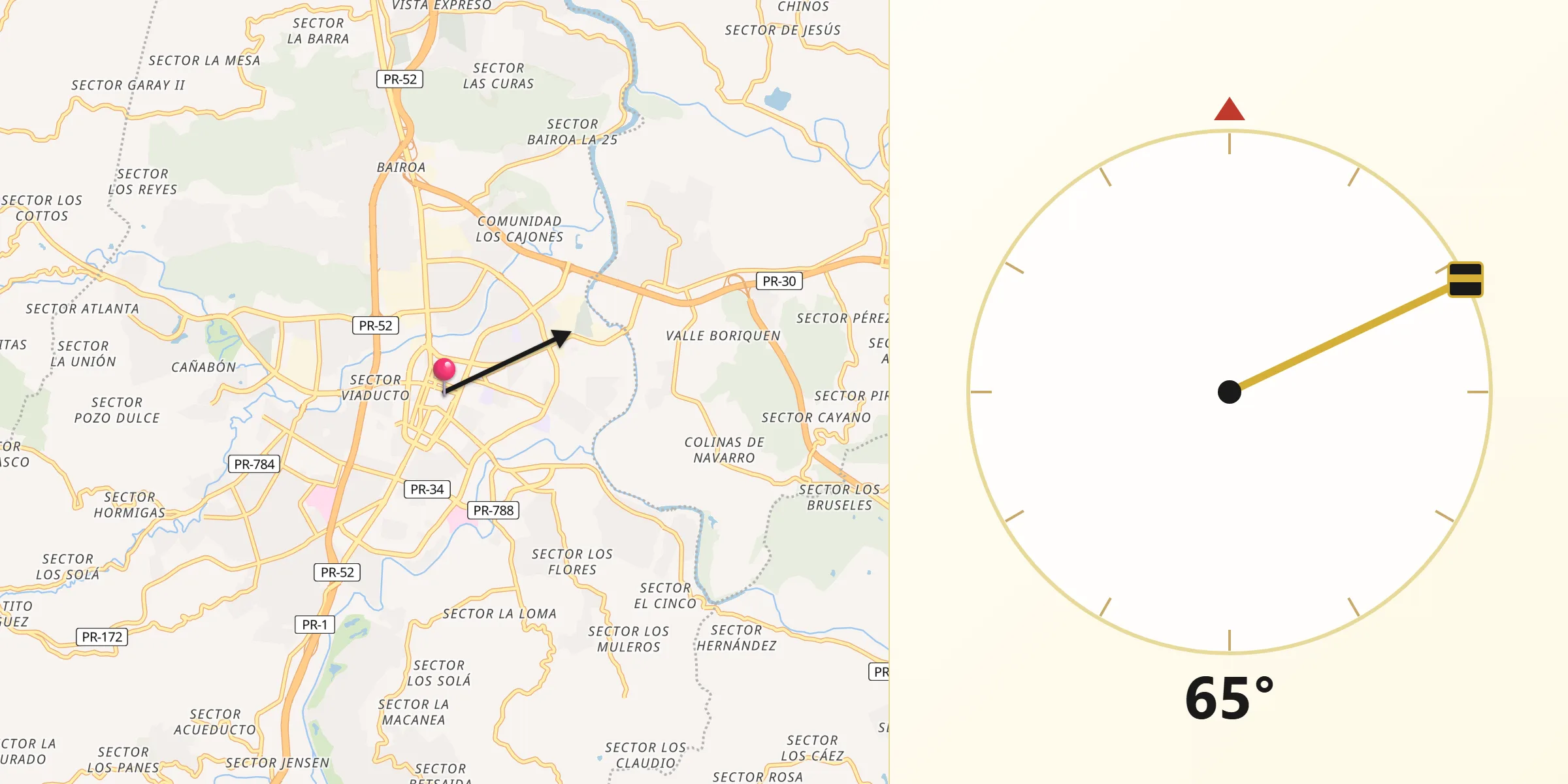 Qibla Direction from Caguas