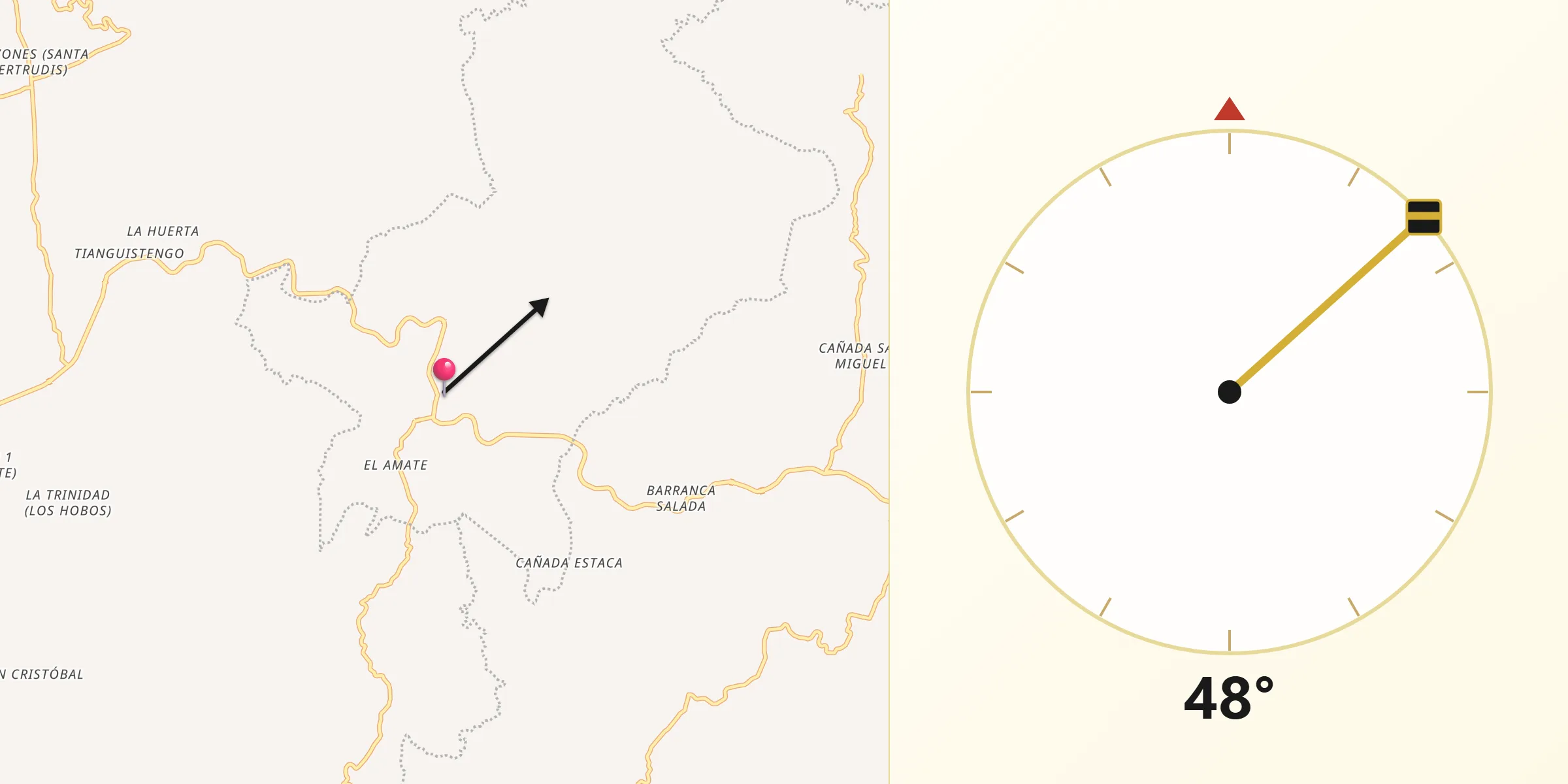 Dirección de la Qibla desde Xayacatlán de Bravo