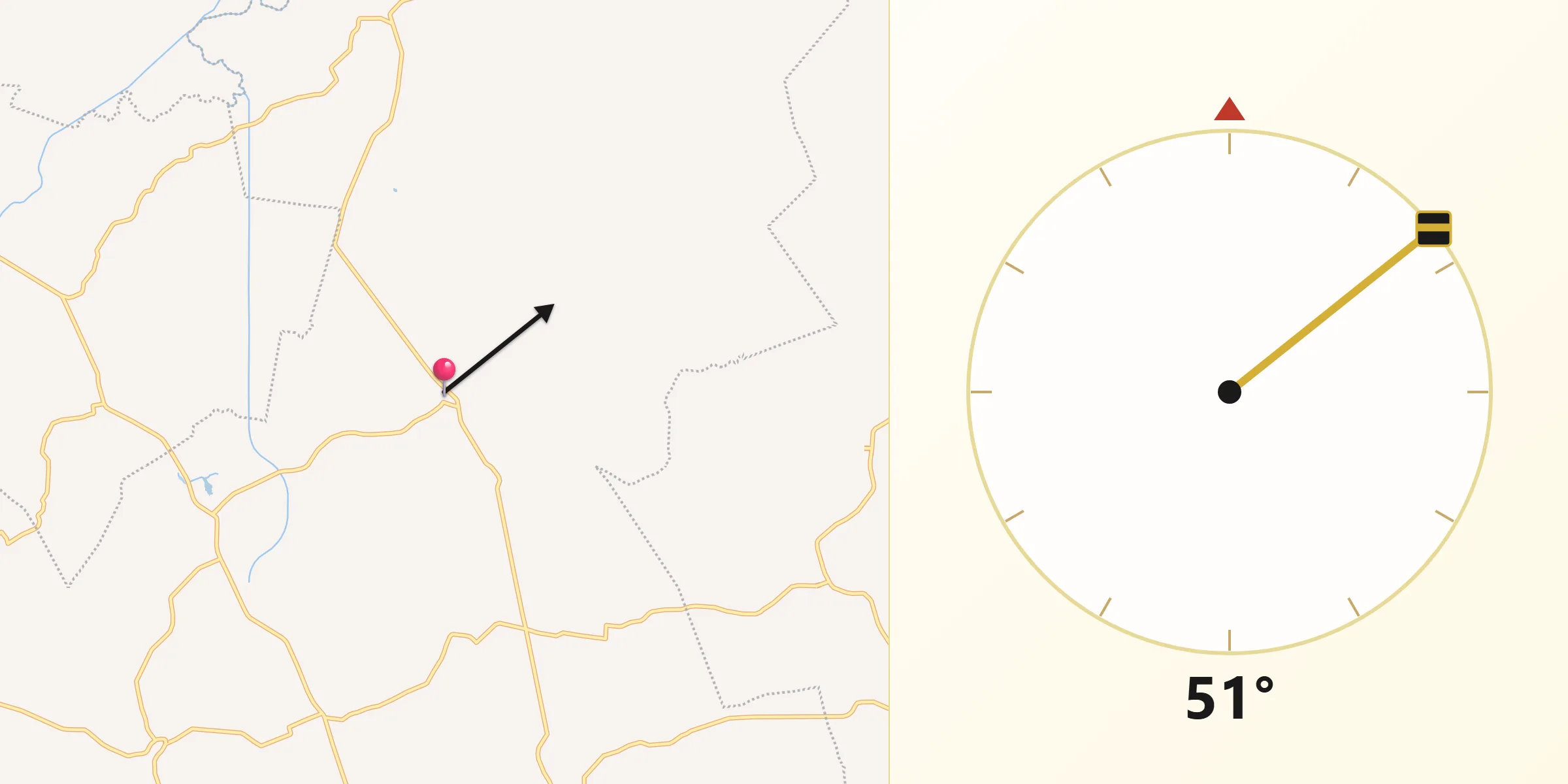 Dirección de la Qibla desde Mecoacán