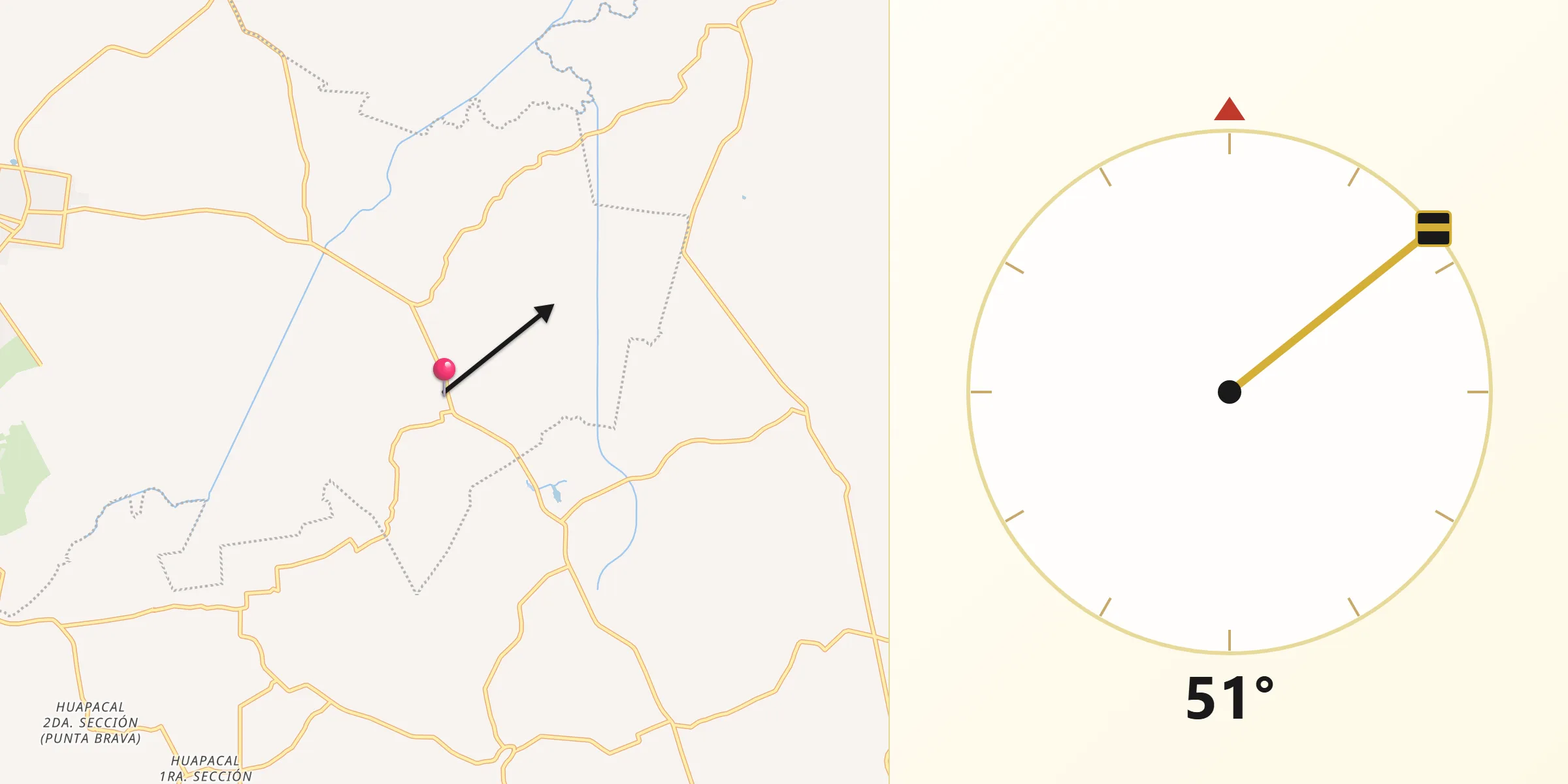Dirección de la Qibla desde Cupilco