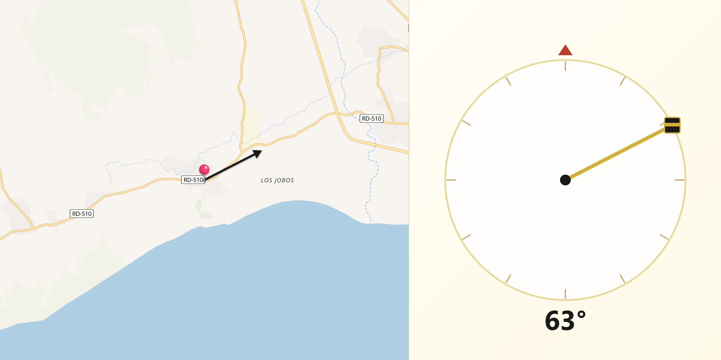 Dirección de la Qibla desde Matanzas