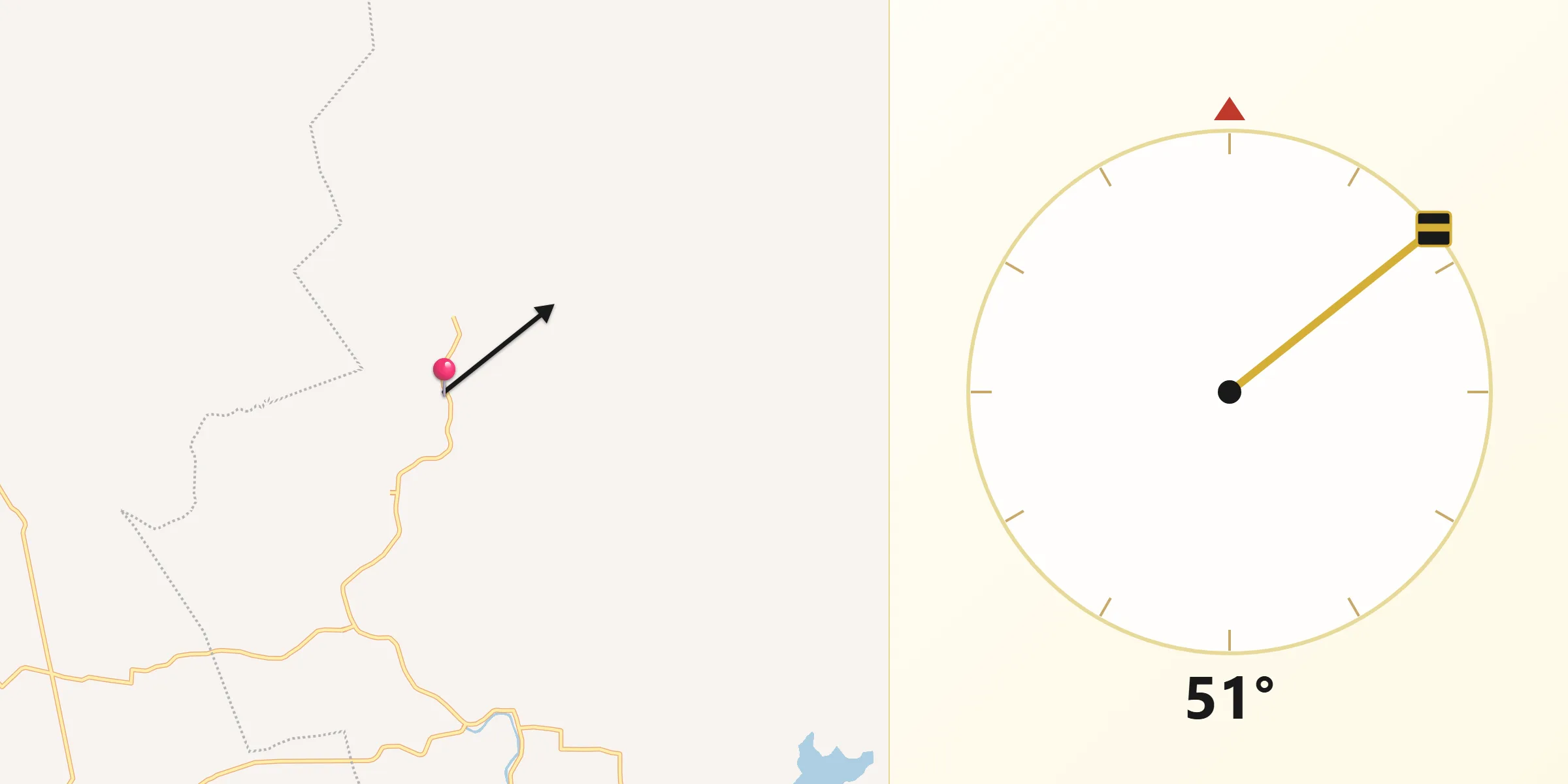 Dirección de la Qibla desde Tecoluta 2da. Sección