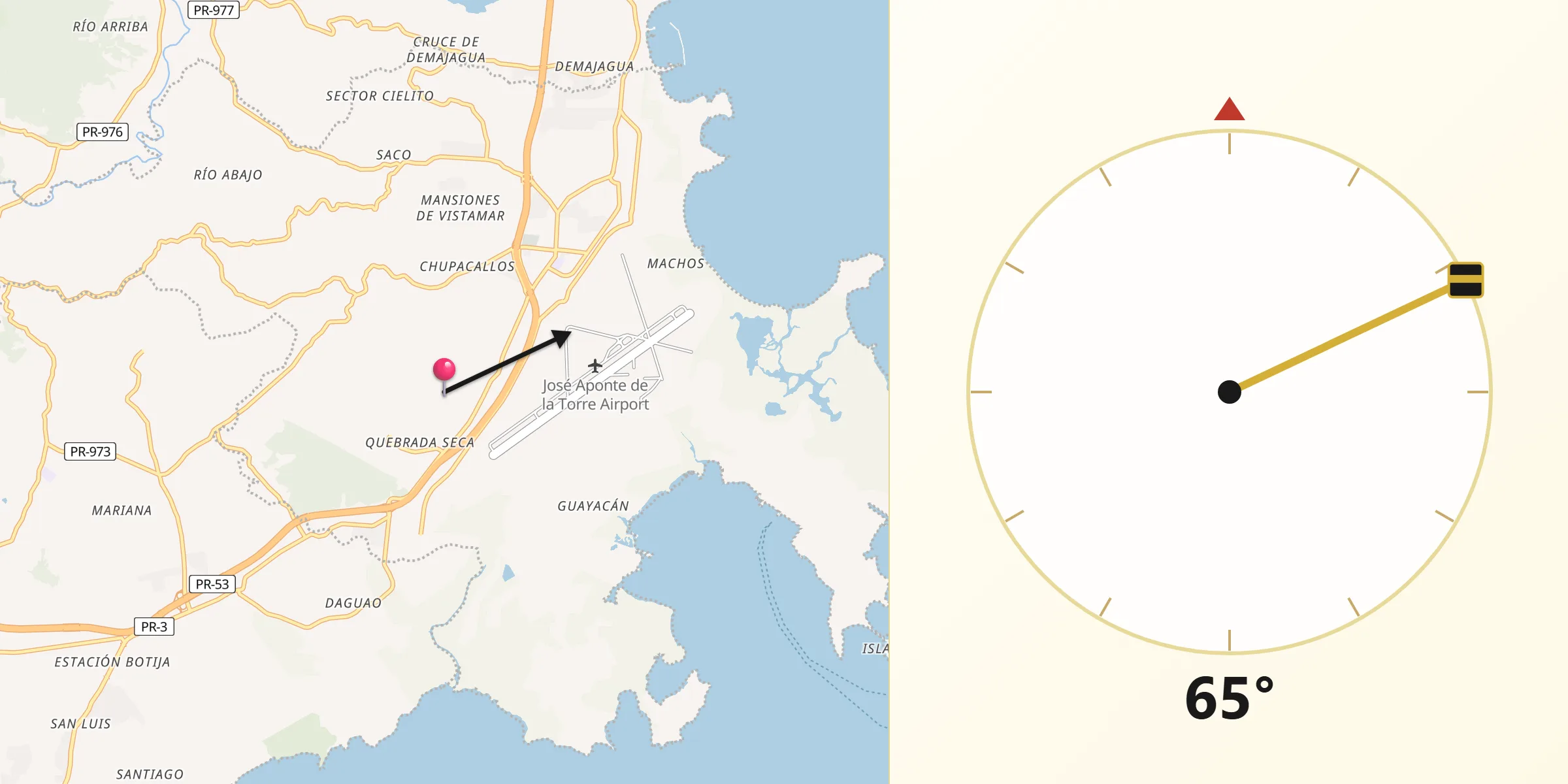 Qibla Direction from Aguas Claras