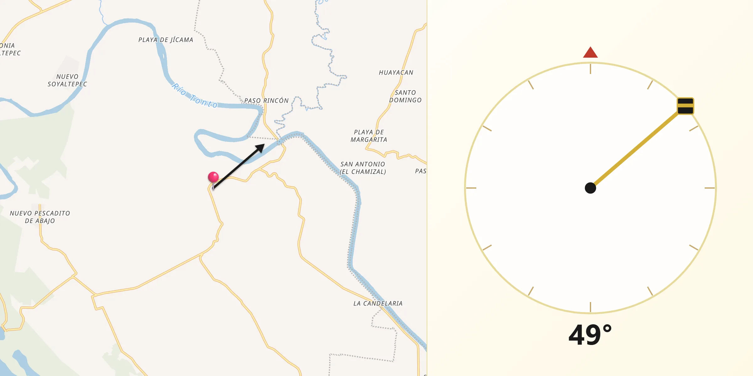 Dirección de la Qibla desde Corral de Piedra