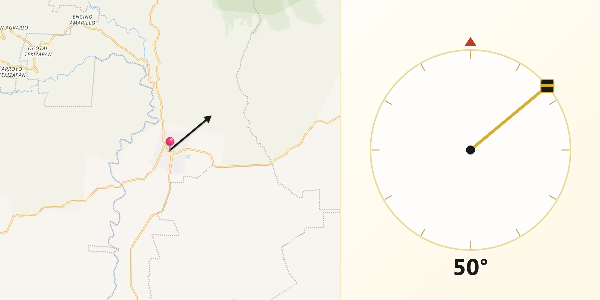 Dirección de la Qibla desde Tatahuicapan