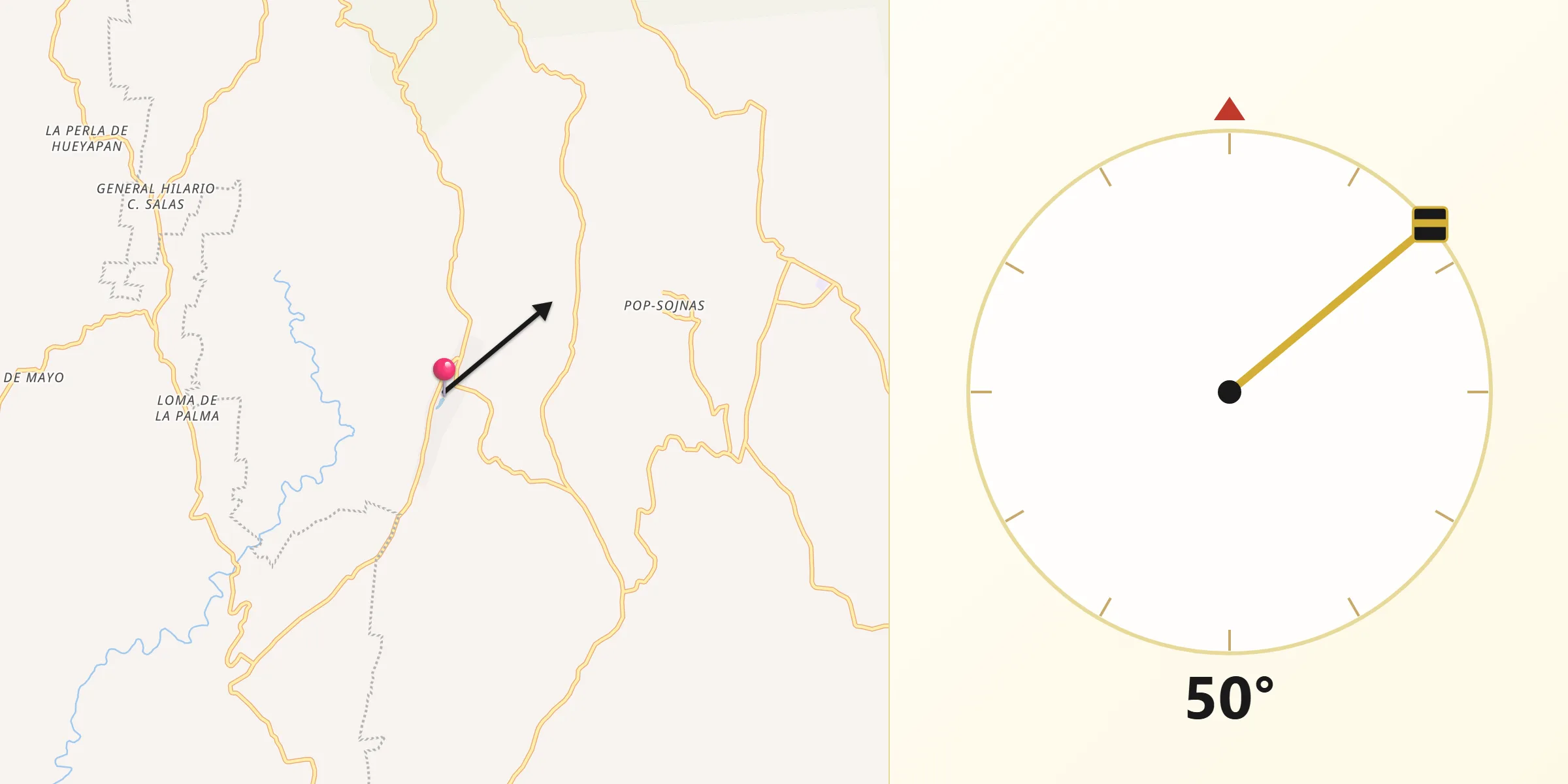Dirección de la Qibla desde El Tulín