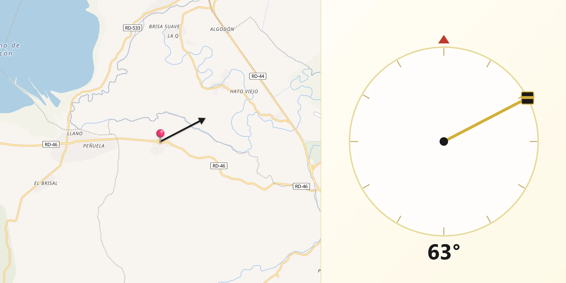 Dirección de la Qibla desde Cachón