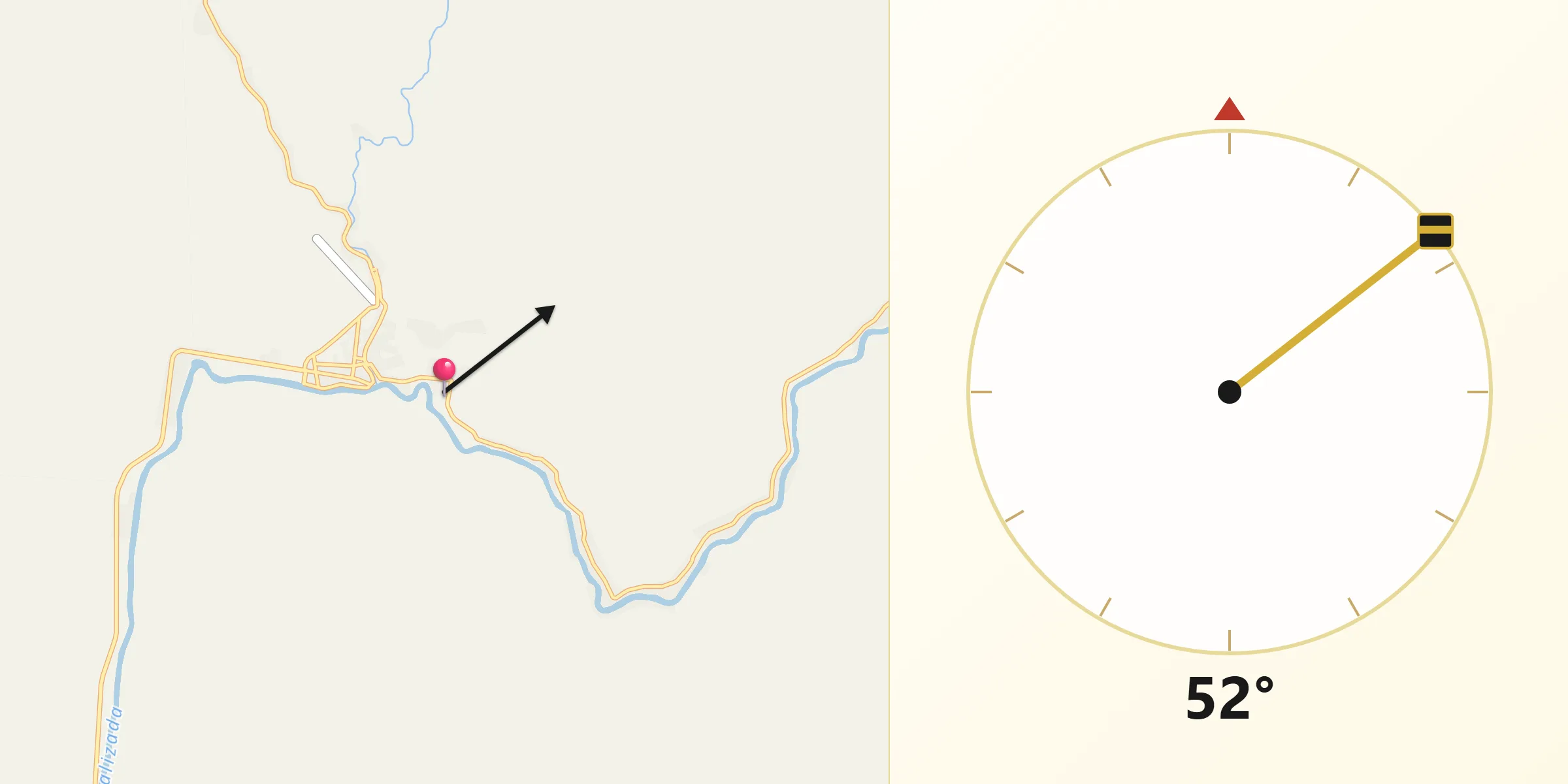Dirección de la Qibla desde Palizada
