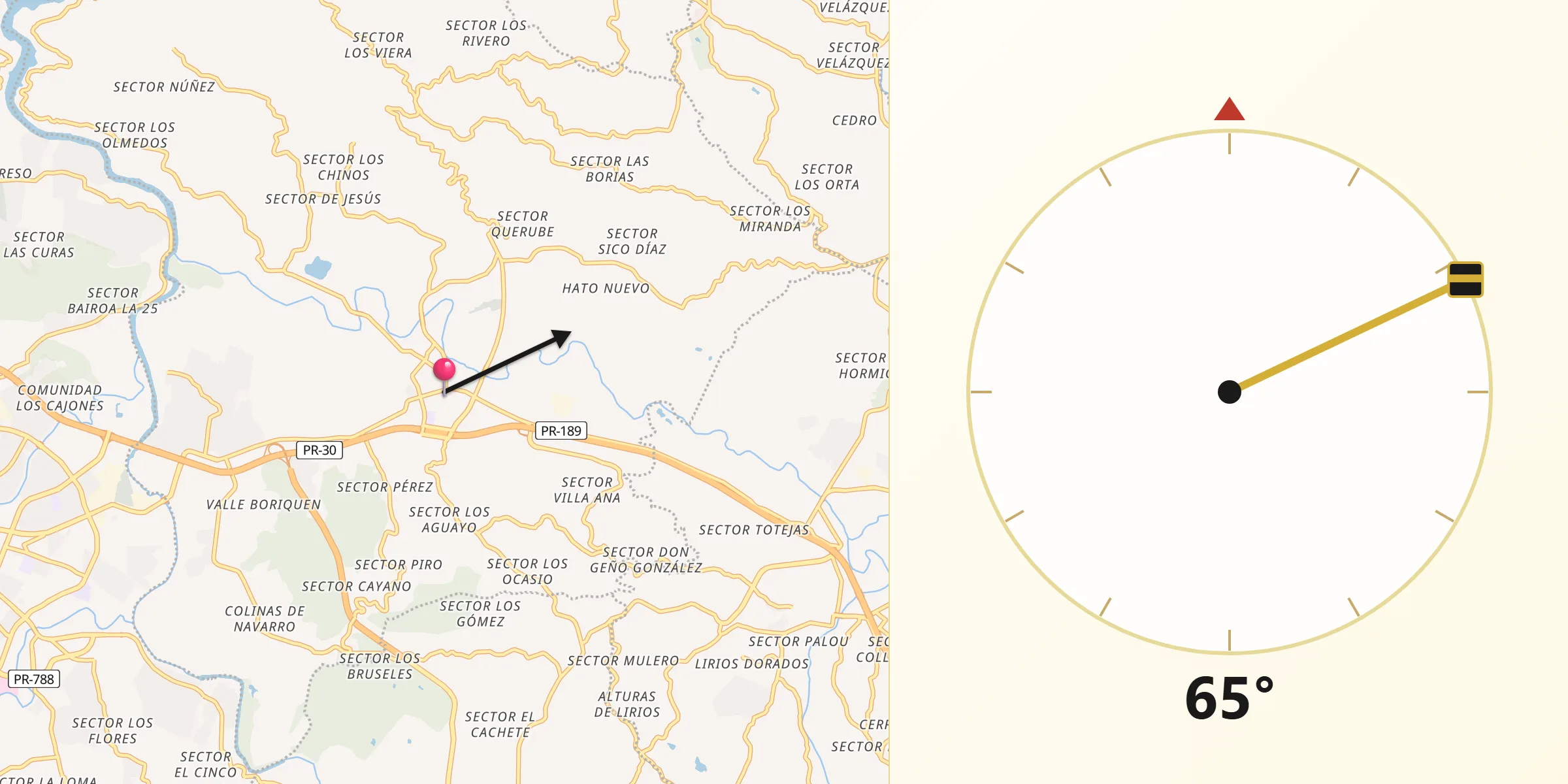 Qibla Direction from Gurabo